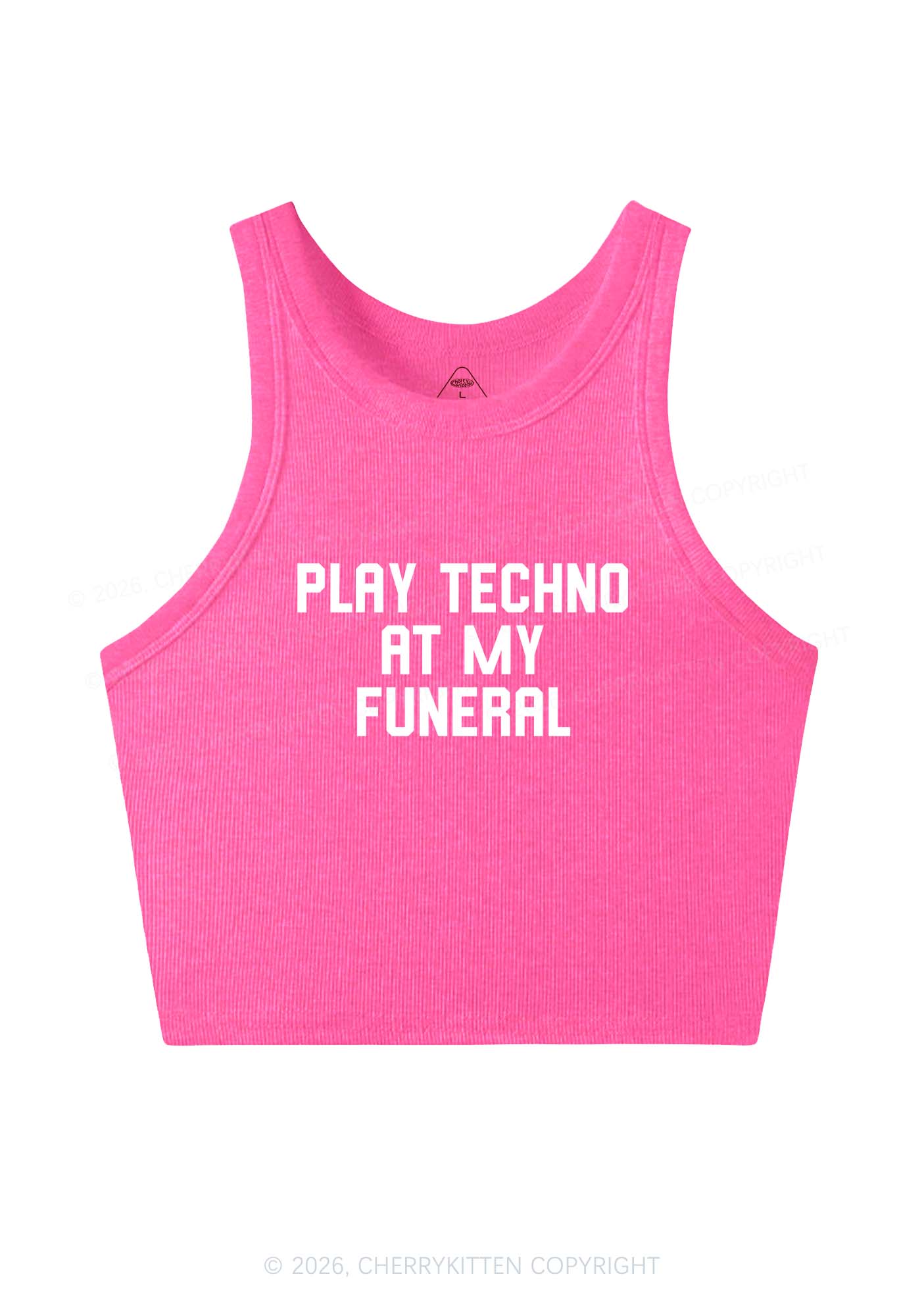 Play Techno At My Funeral Y2K Crop Tank Top Cherrykitten - Image 8