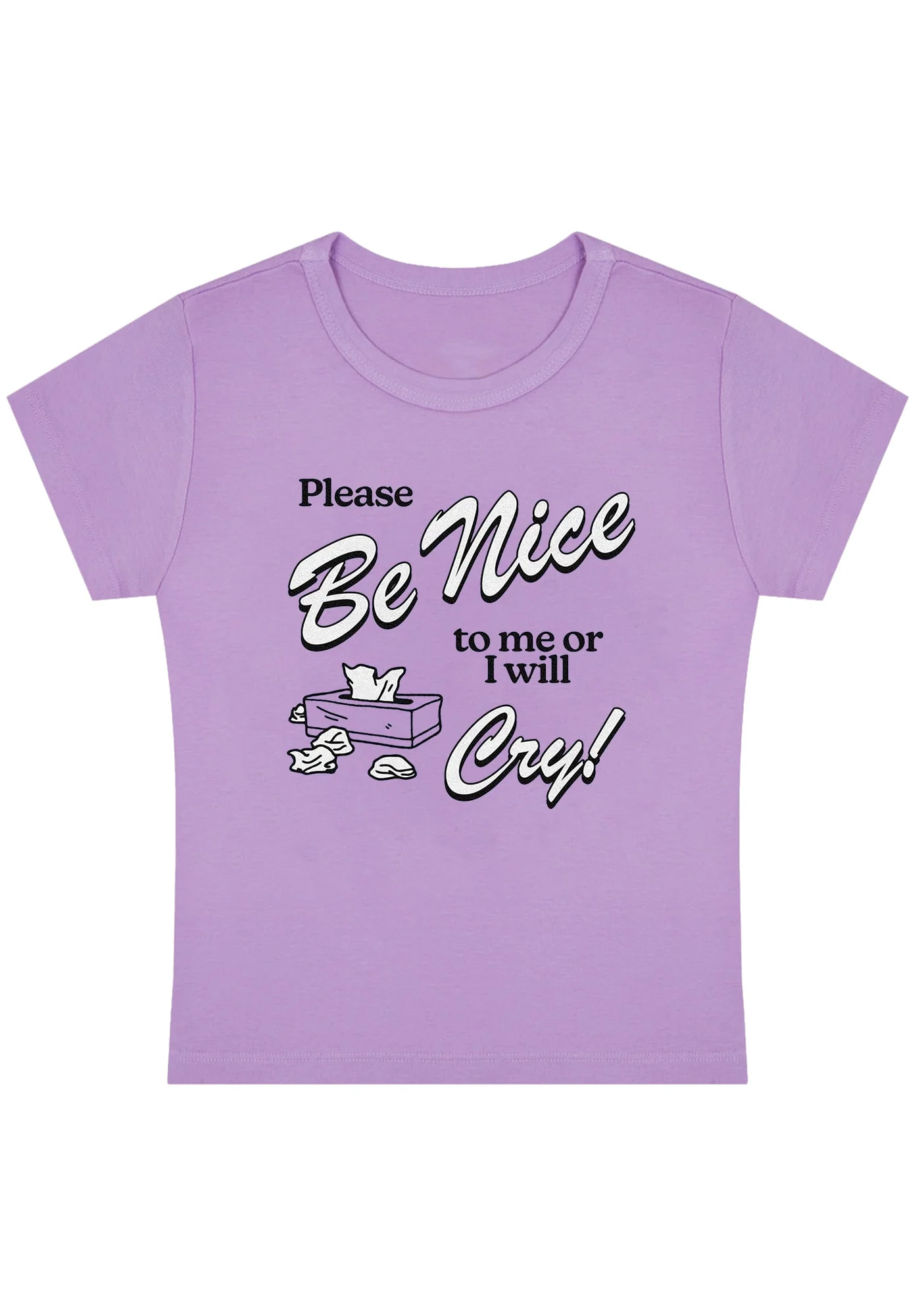 Please Be Nice To Me Or I Will Cry Y2K Baby Tee - Image 4