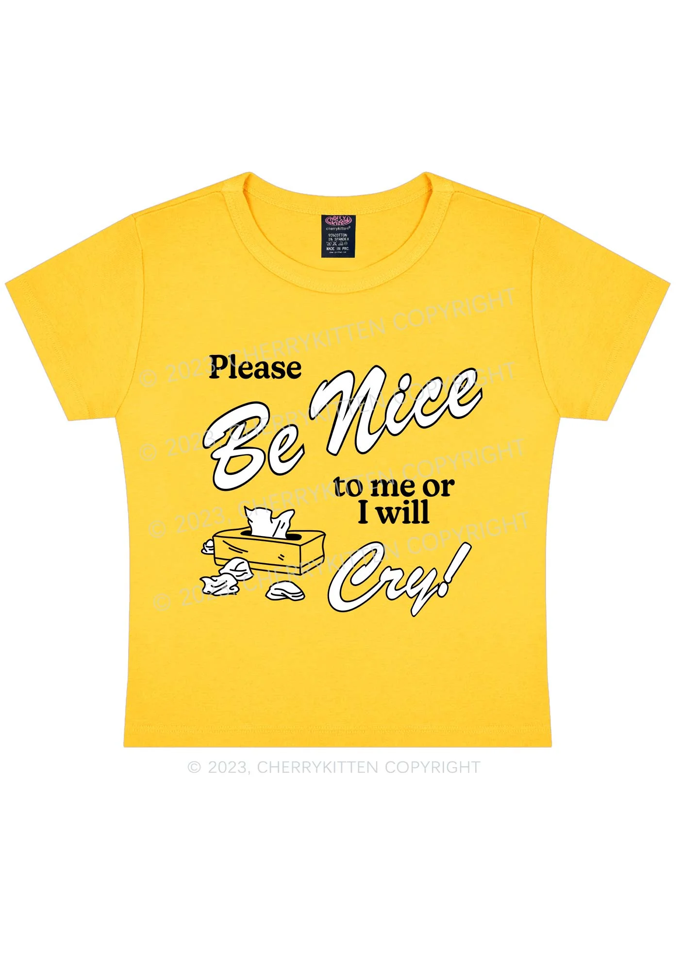 Please Be Nice To Me Or I Will Cry Y2K Baby Tee - Image 5