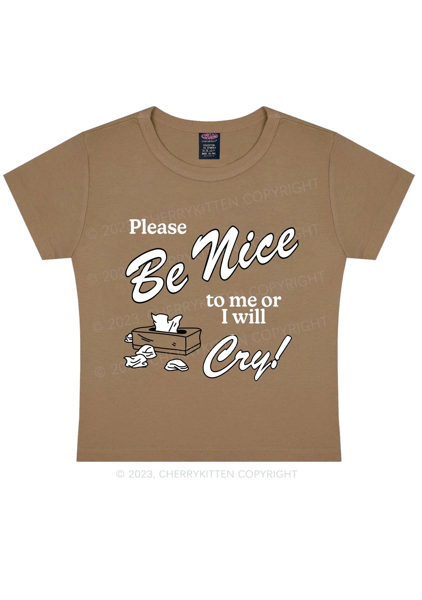 Please Be Nice To Me Or I Will Cry Y2K Baby Tee - Image 7