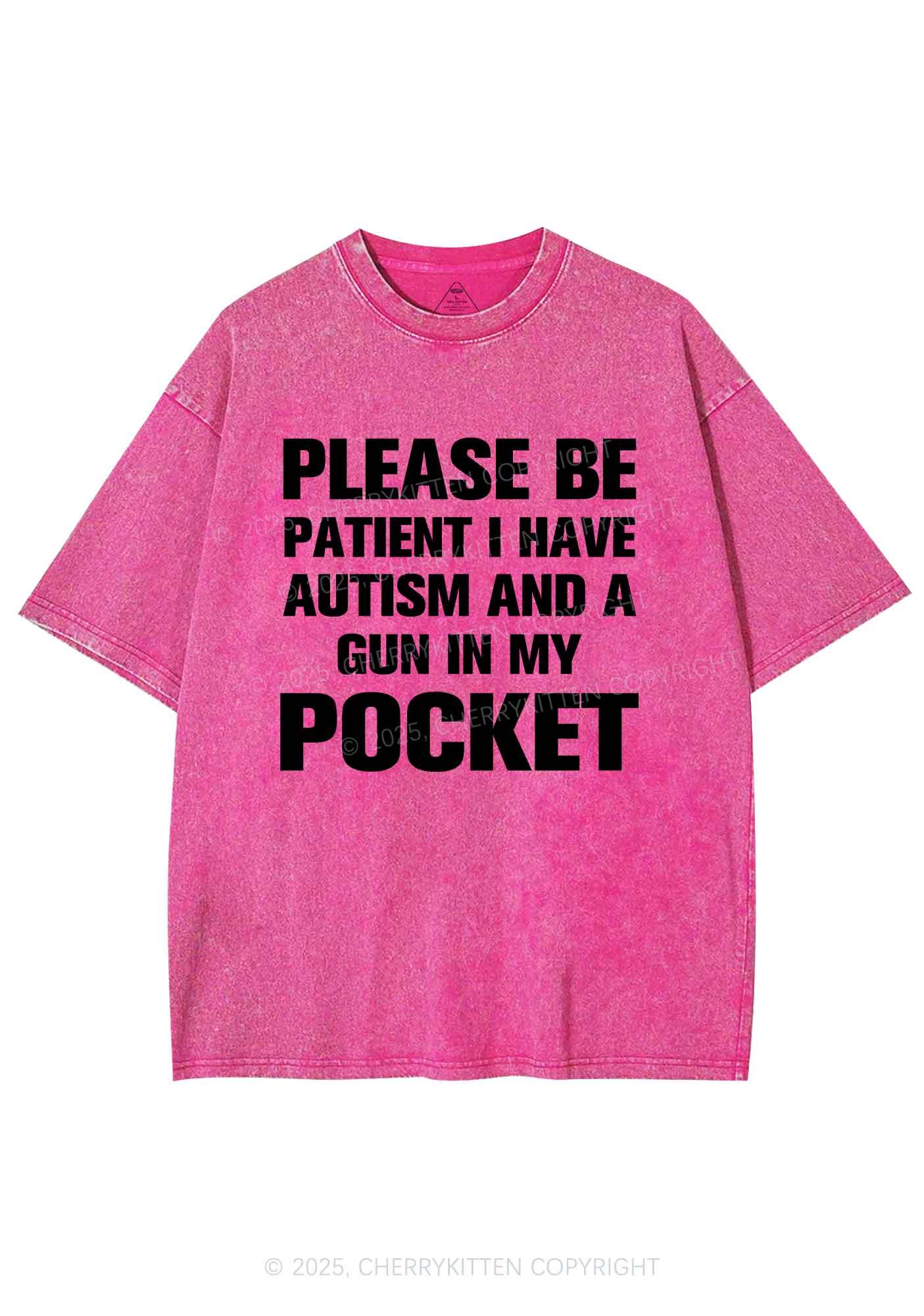Please Be Patient Y2K Shirts Washed Tee Cherrykitten - Image 3
