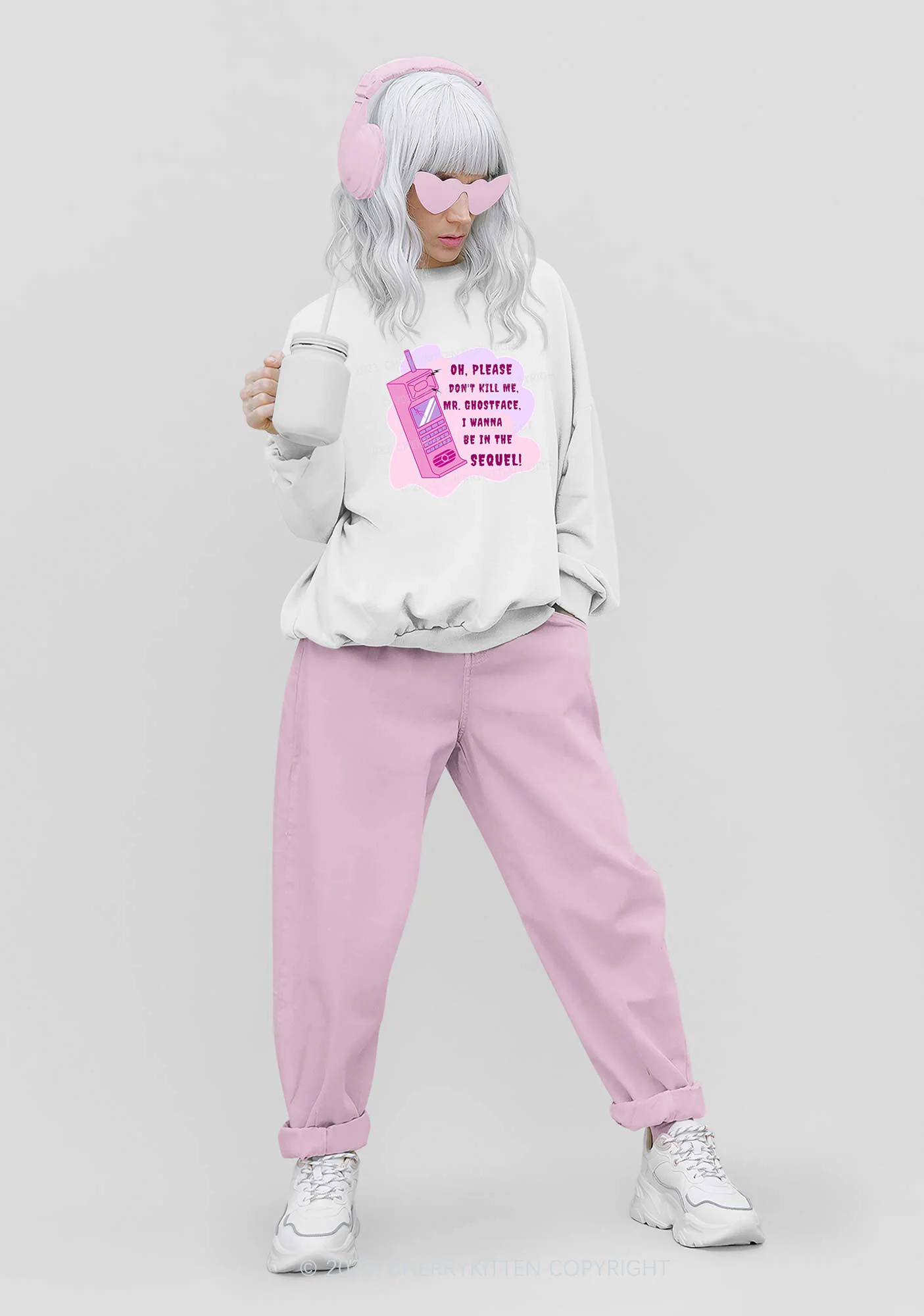 Please Don't Kill Me Halloween Y2K Sweatshirt Cherrykitten - Image 2