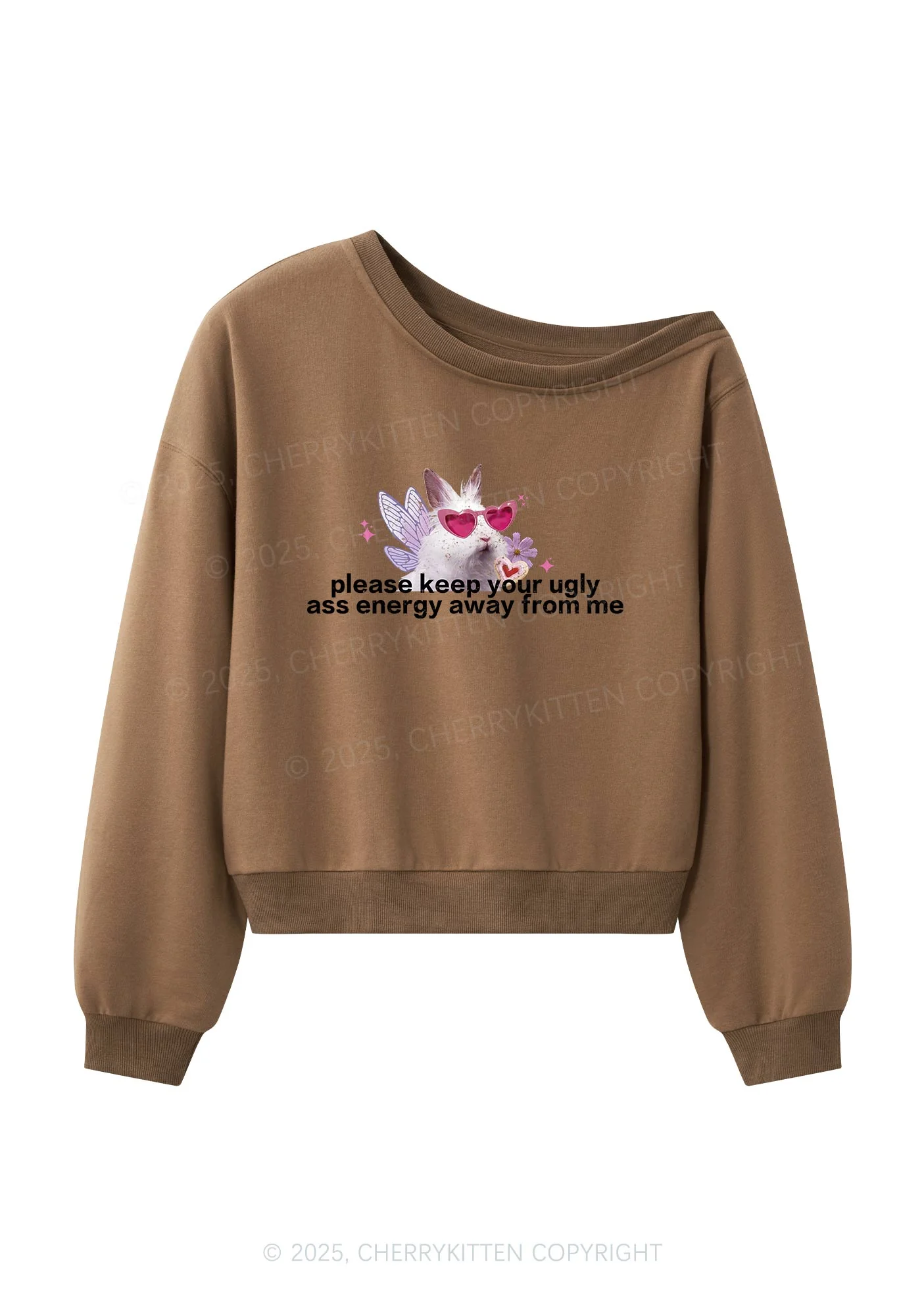 Please Keep Away From Me Y2K Off Shoulder Sweatshirts Cherrykitten - Image 4