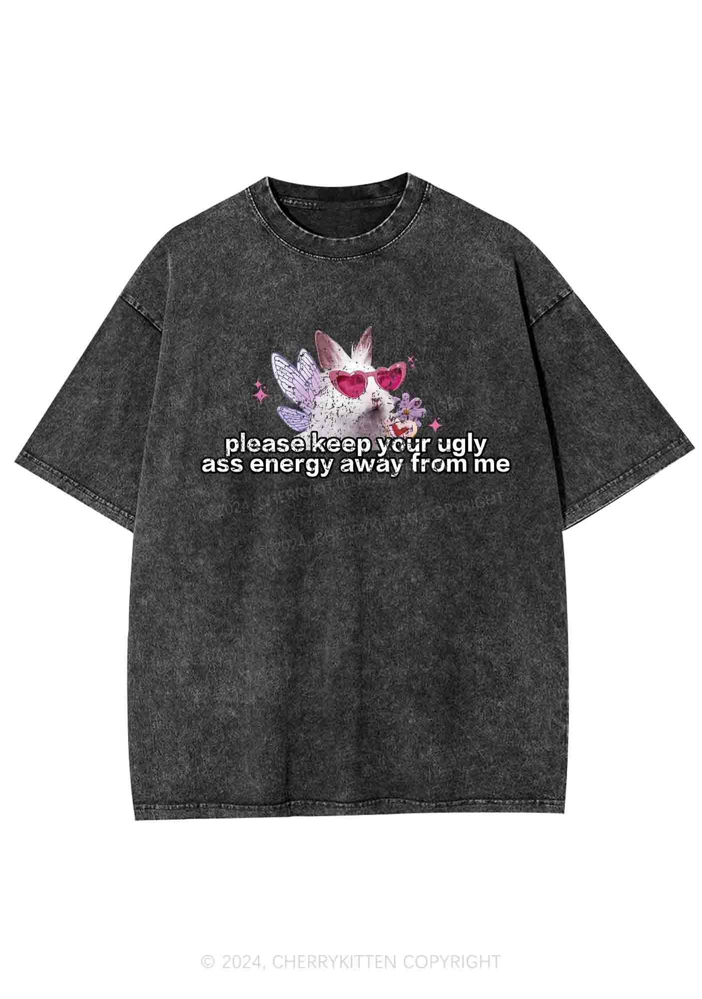 Please Keep Away From Me Y2K Washed Tee Cherrykitten - Image 3