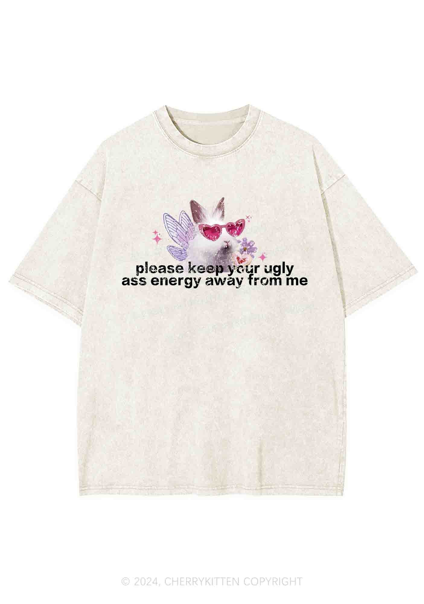 Please Keep Away From Me Y2K Washed Tee Cherrykitten - Image 4