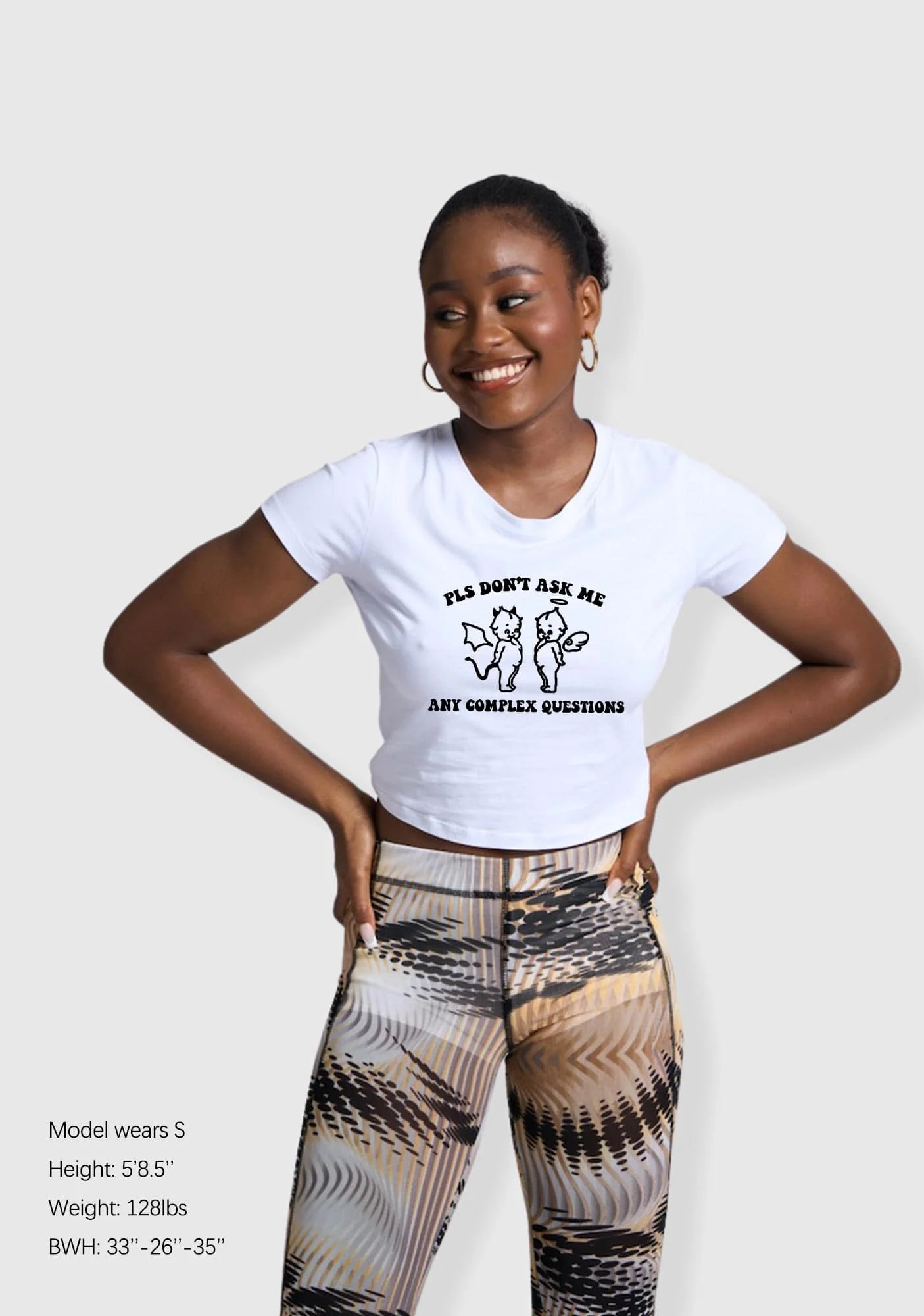 PLS Don't Ask Me Any Complex Questions Y2K Baby Tee - Image 2