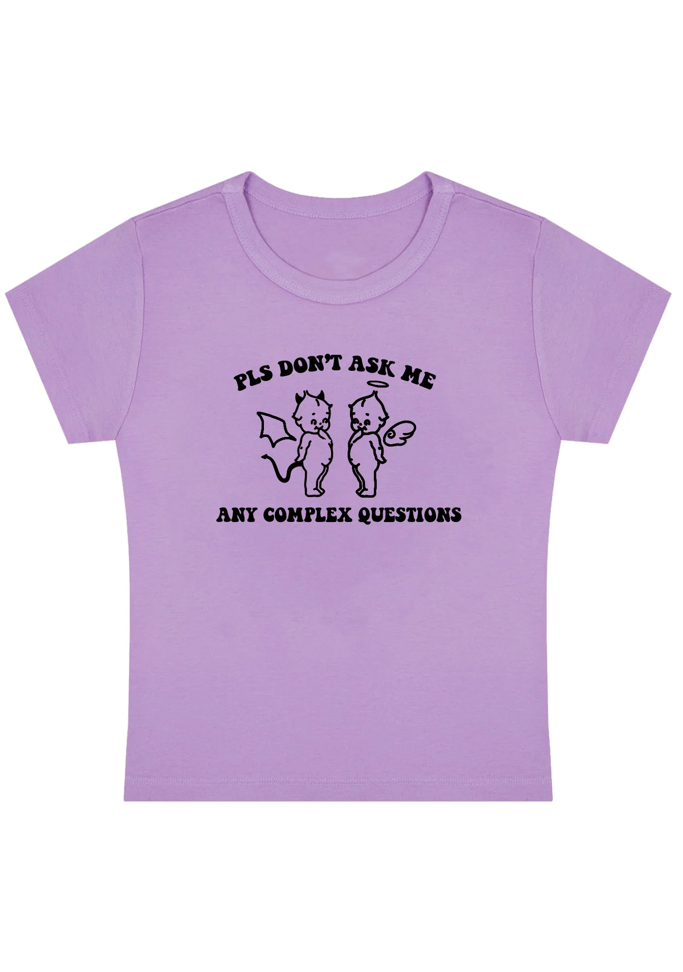 PLS Don't Ask Me Any Complex Questions Y2K Baby Tee - Image 4