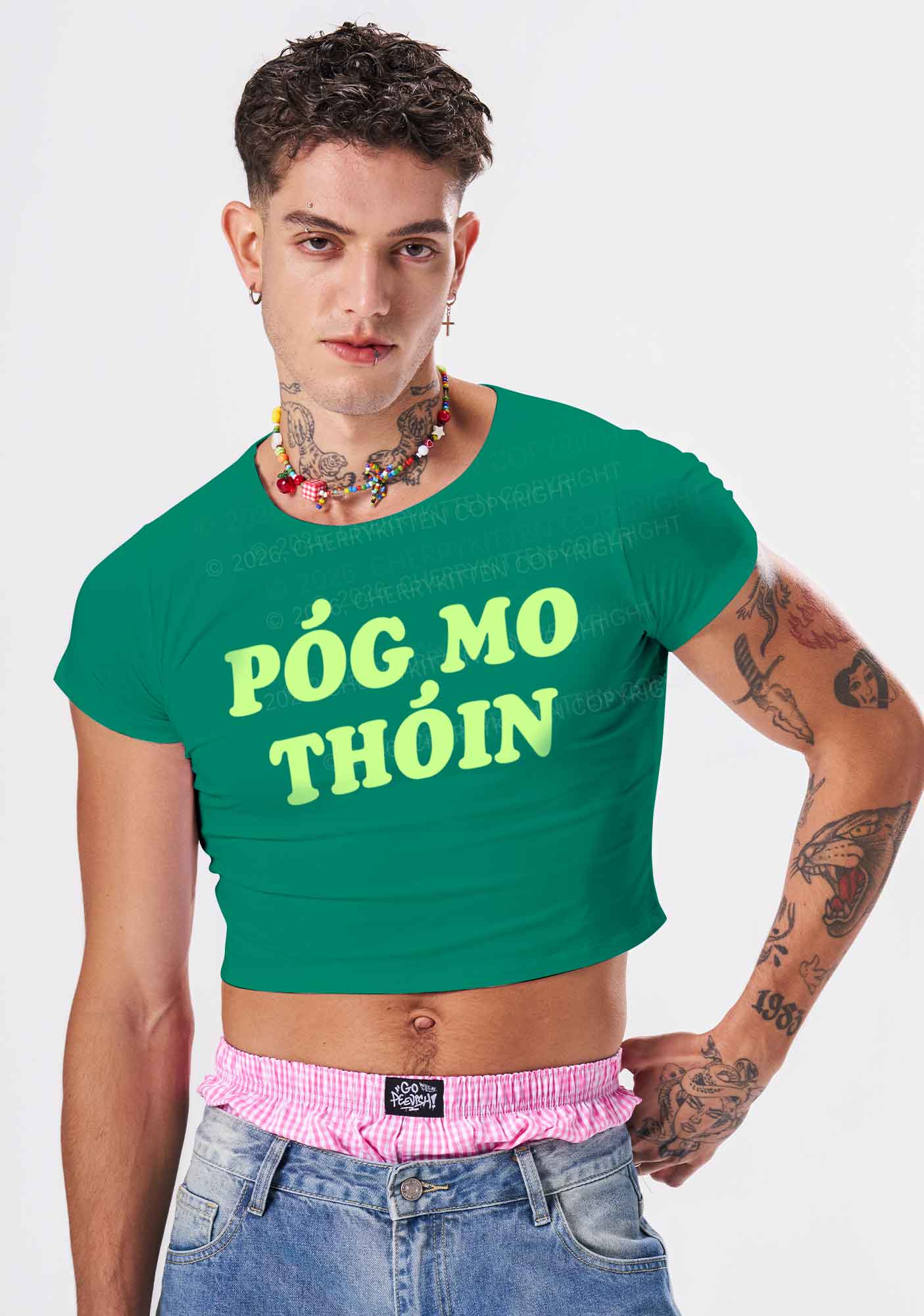 Pog Mo Thoin St Patricks Y2K Baby Tee Cherrykitten - Image 2