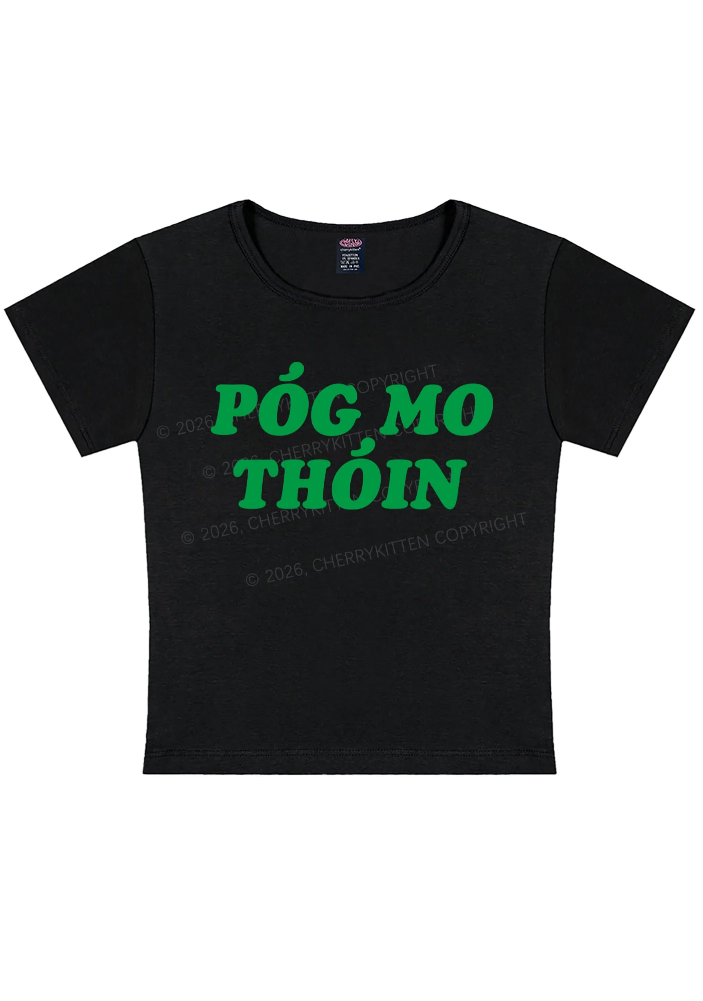 Pog Mo Thoin St Patricks Y2K Baby Tee Cherrykitten - Image 3