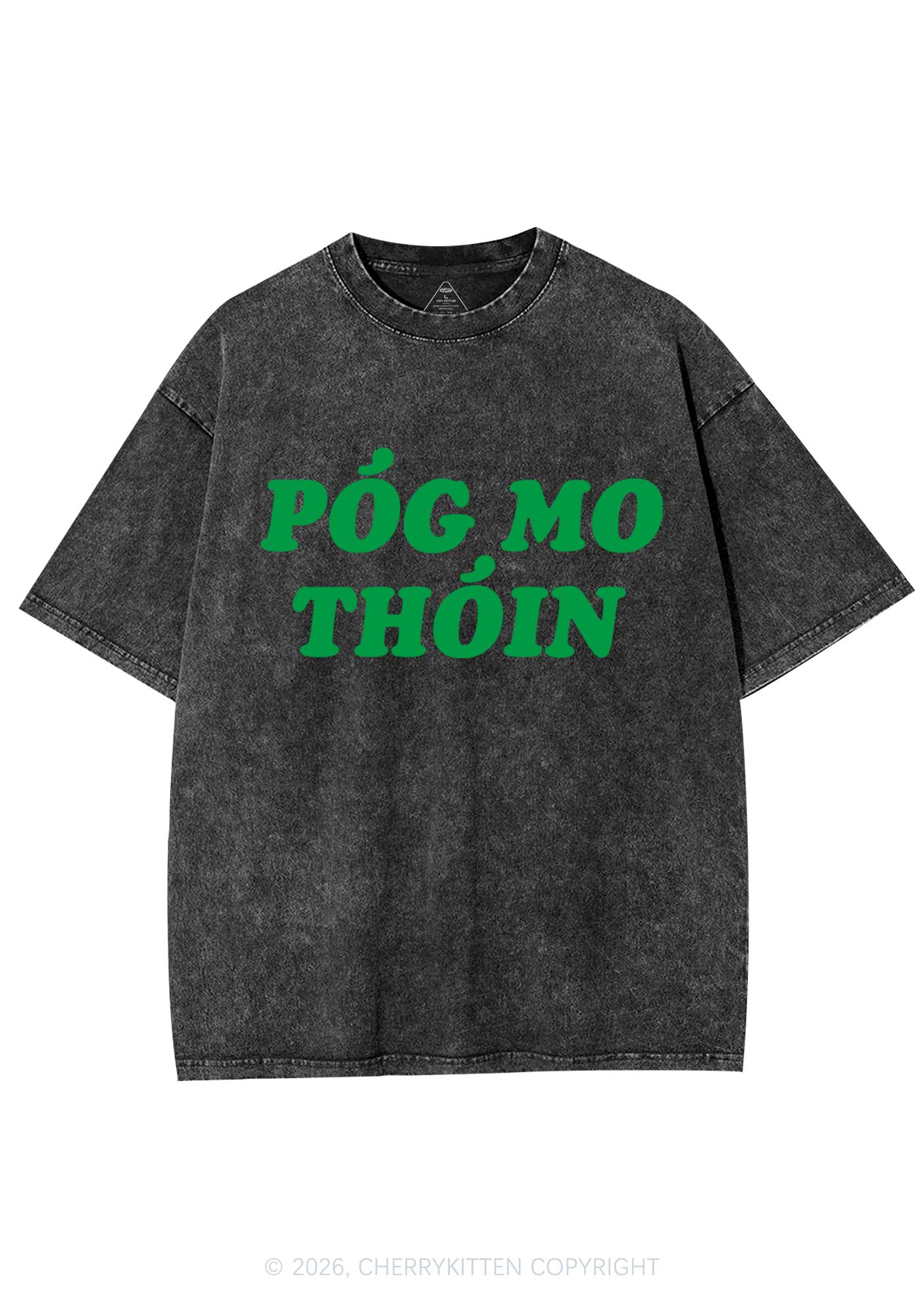 Pog Mo Thoin St Patricks Y2K Shirts Washed Tee Cherrykitten - Image 3