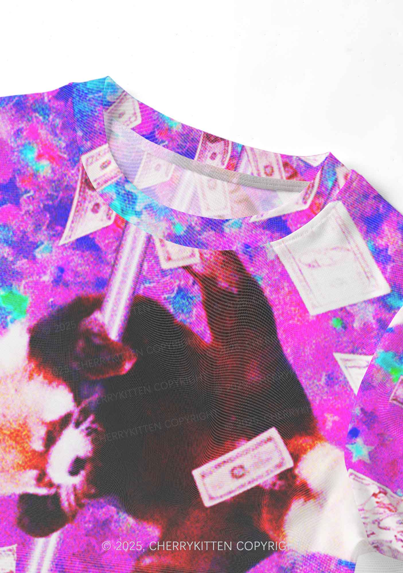 Pole Dancing Raccoon Y2K Mesh Crop Top Cherrykitten - Image 4