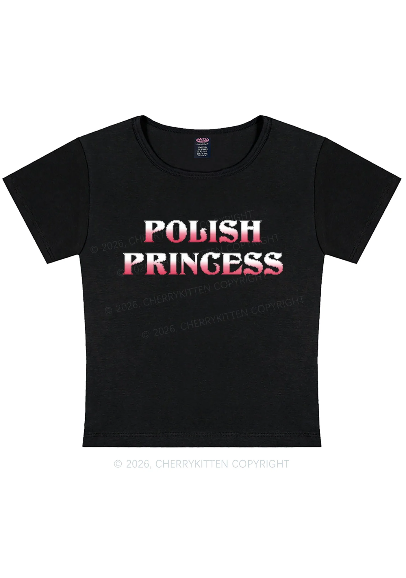 Polish Princess St Patricks Y2K Baby Tee Cherrykitten - Image 3