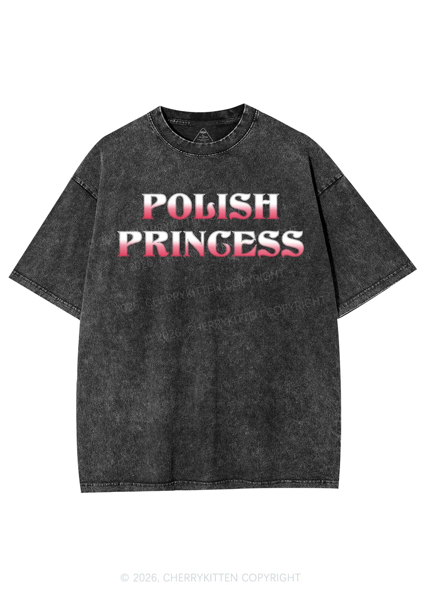 Polish Princess St Patricks Y2K Shirts Washed Tee Cherrykitten - Image 3
