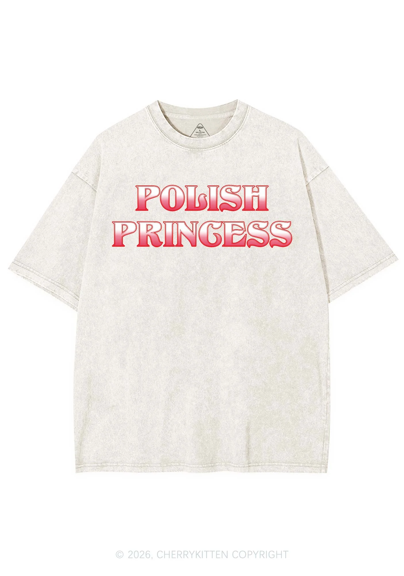 Polish Princess St Patricks Y2K Shirts Washed Tee Cherrykitten - Image 4