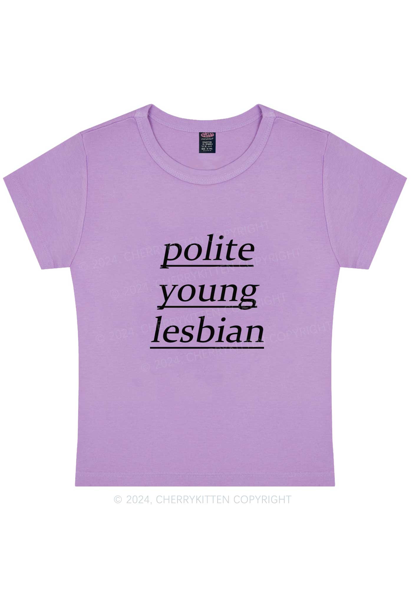 Polite Young Lesbian Y2K Baby Tee Cherrykitten - Image 2