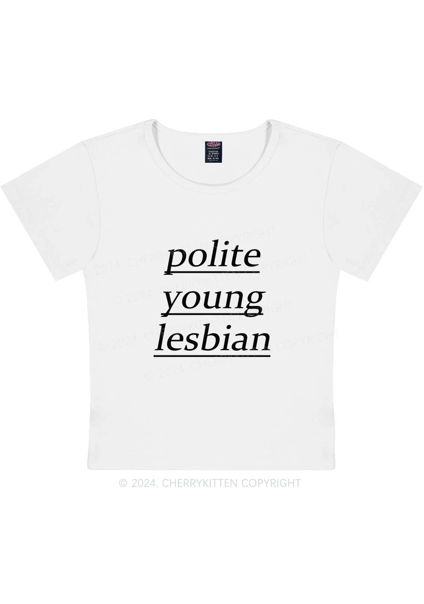 Polite Young Lesbian Y2K Baby Tee Cherrykitten - Image 5