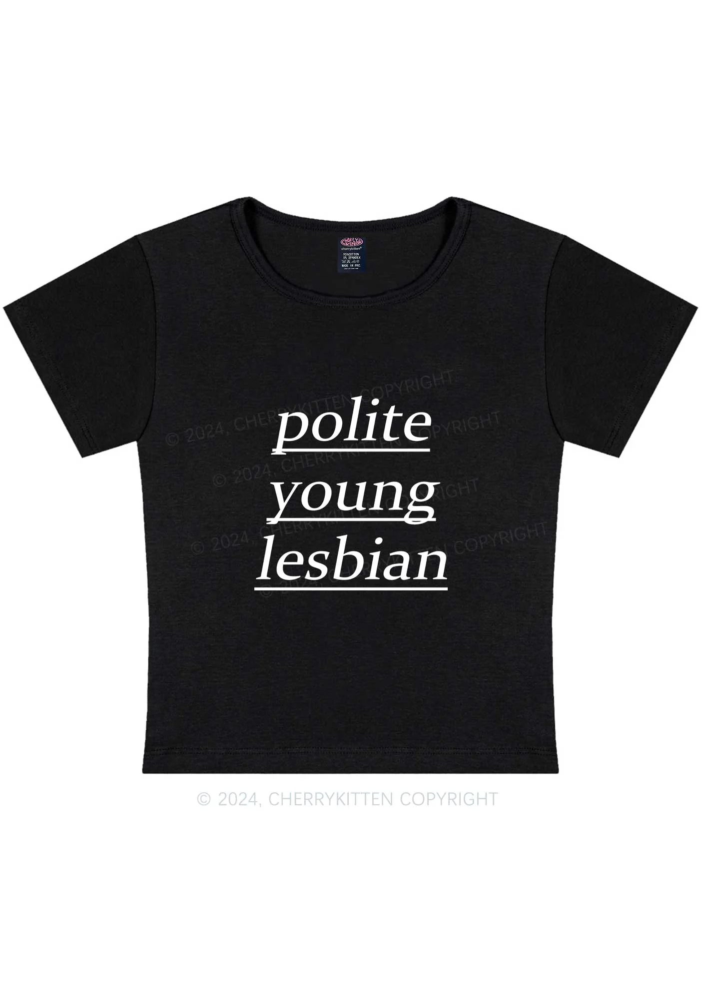 Polite Young Lesbian Y2K Baby Tee Cherrykitten - Image 6
