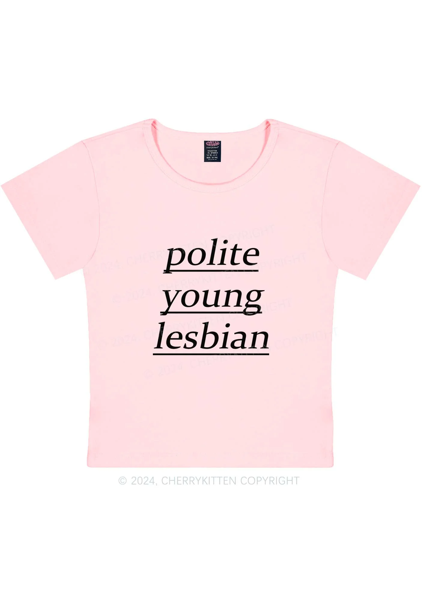 Polite Young Lesbian Y2K Baby Tee Cherrykitten - Image 8