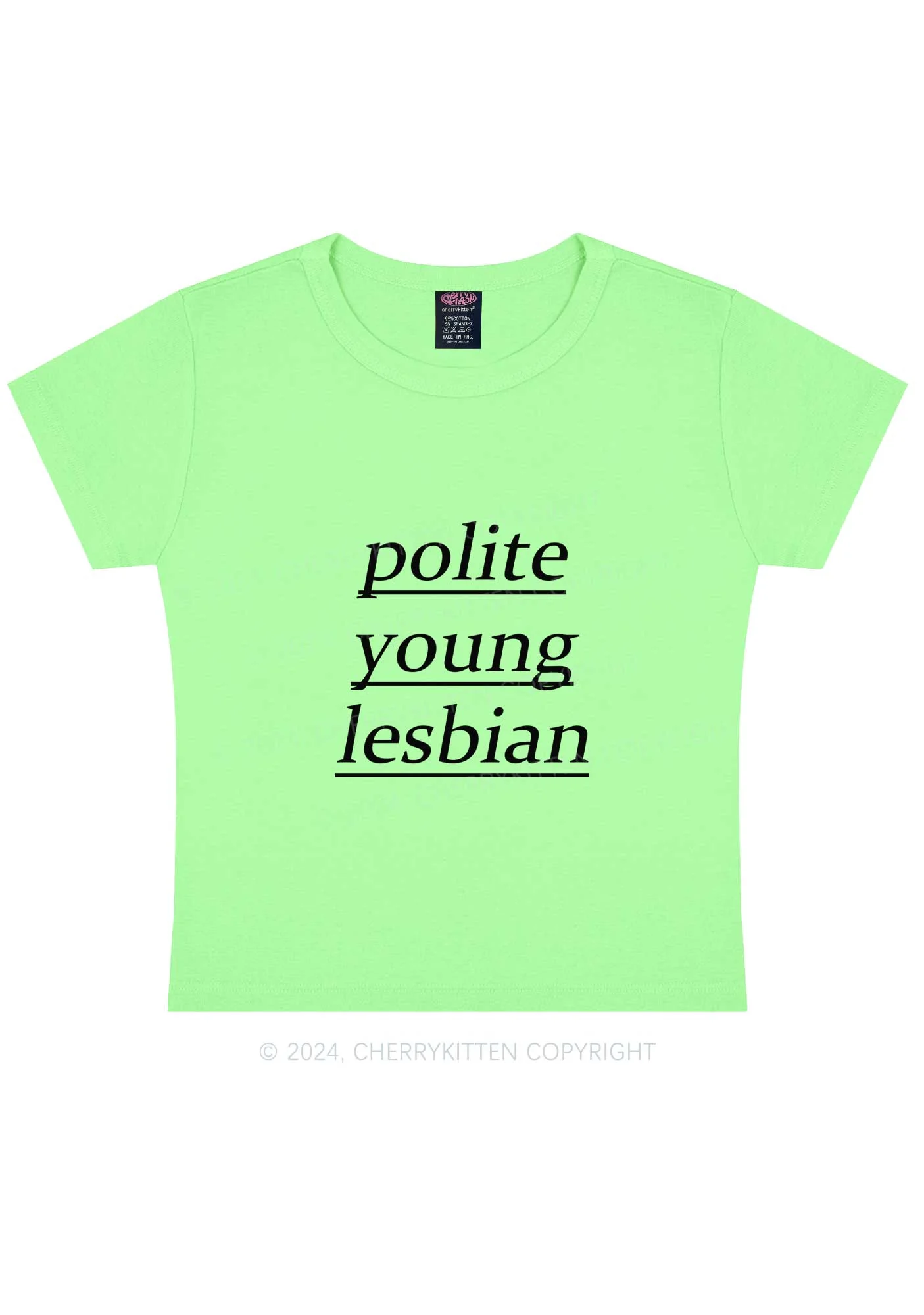 Polite Young Lesbian Y2K Baby Tee Cherrykitten - Image 9