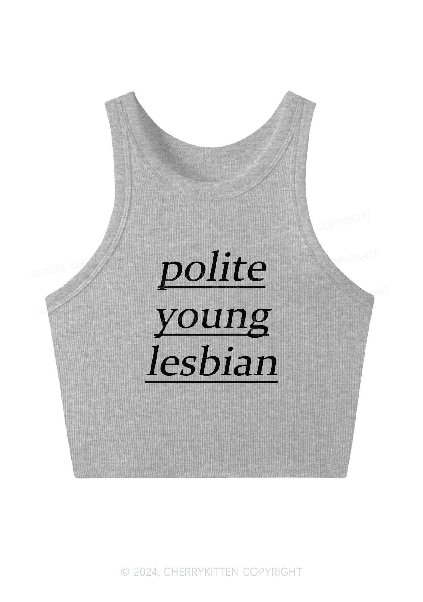 Polite Young Lesbian Y2K Crop Tank Top Cherrykitten - Image 3