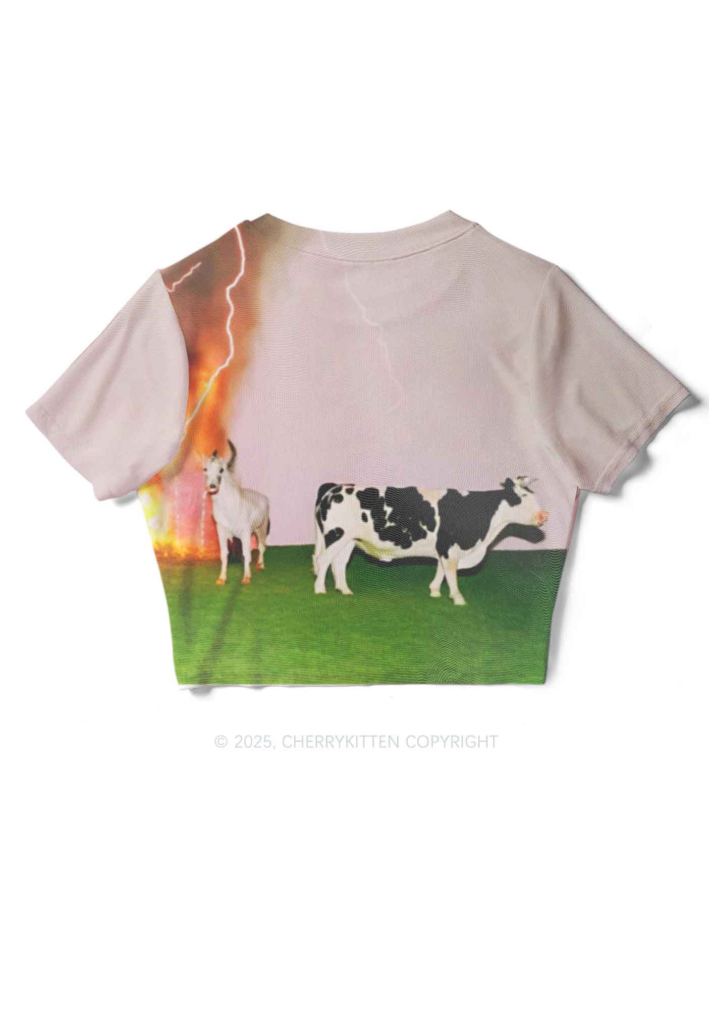 Pony Cow Y2K Mesh Crop Top Cherrykitten - Image 2