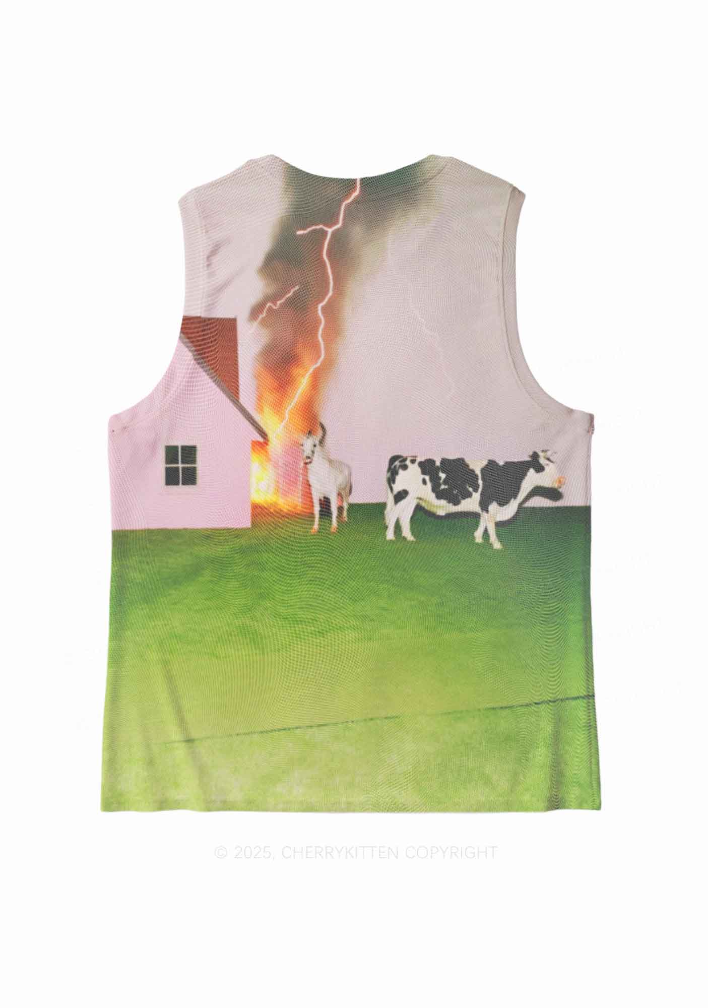Pony Cow Y2K Mesh Muscle Tank Cherrykitten - Image 2