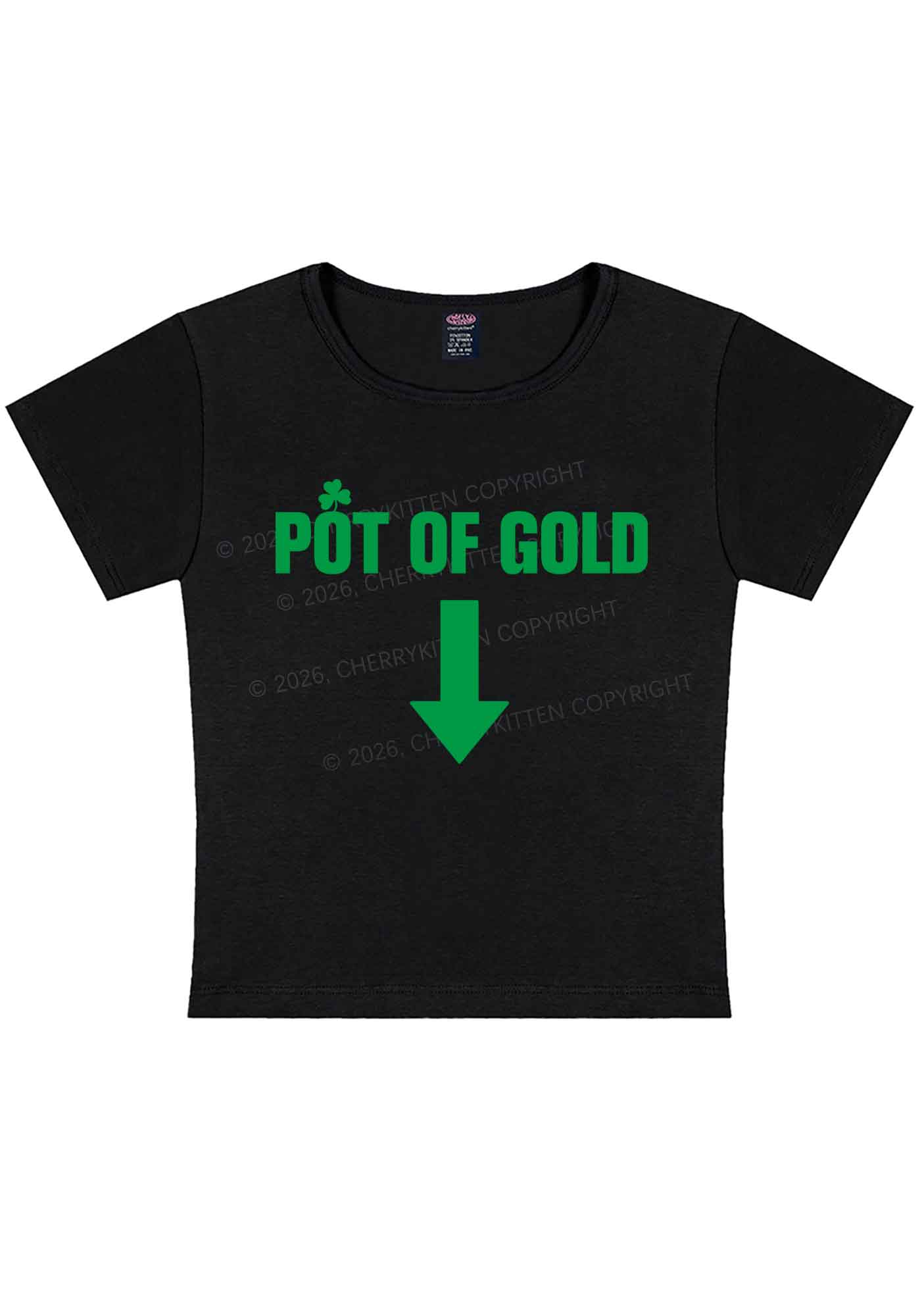 Pot Of Gold St Patricks Y2K Baby Tee Cherrykitten - Image 3