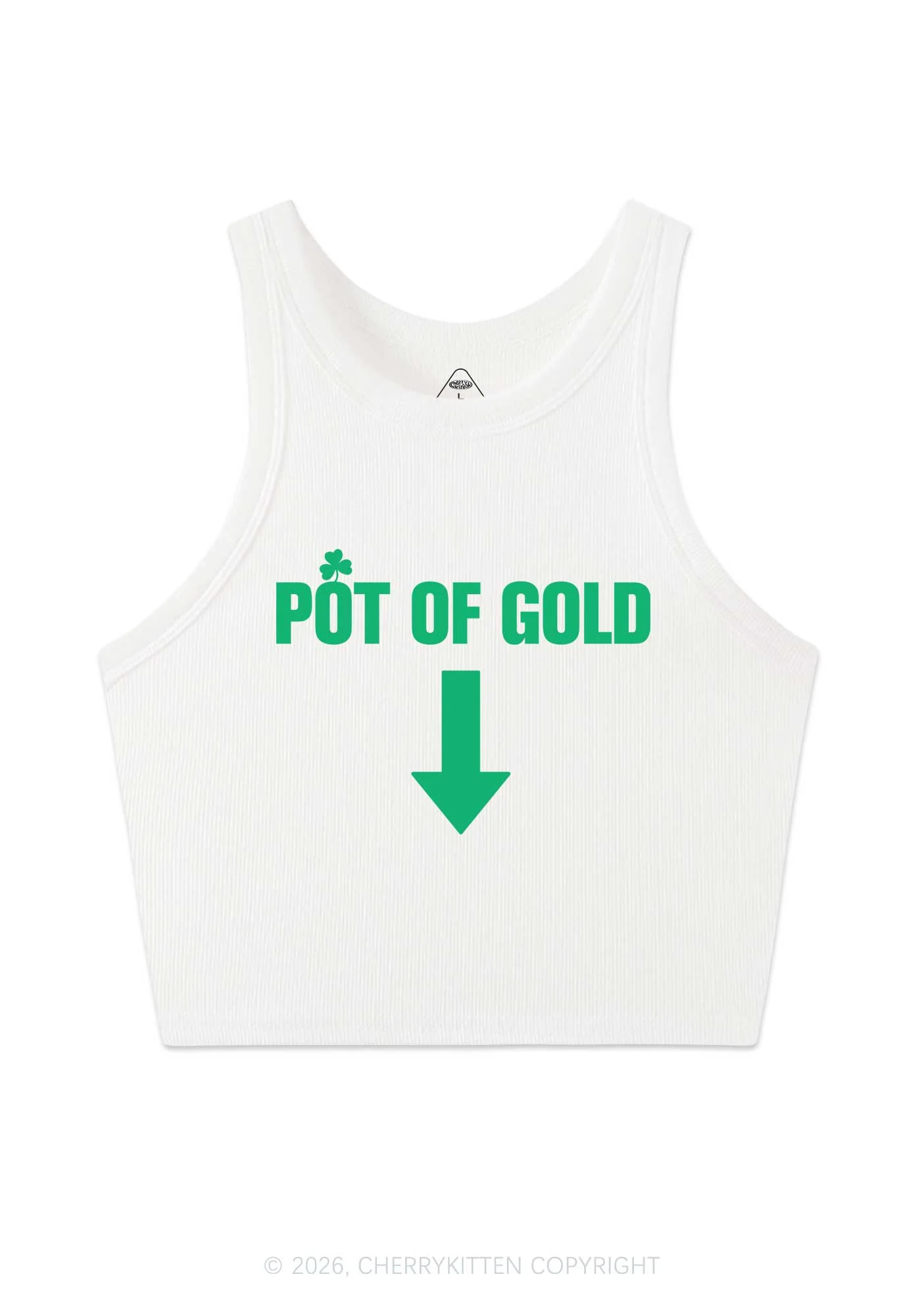 Pot Of Gold St Patricks Y2K Crop Tank Top Cherrykitten - Image 3