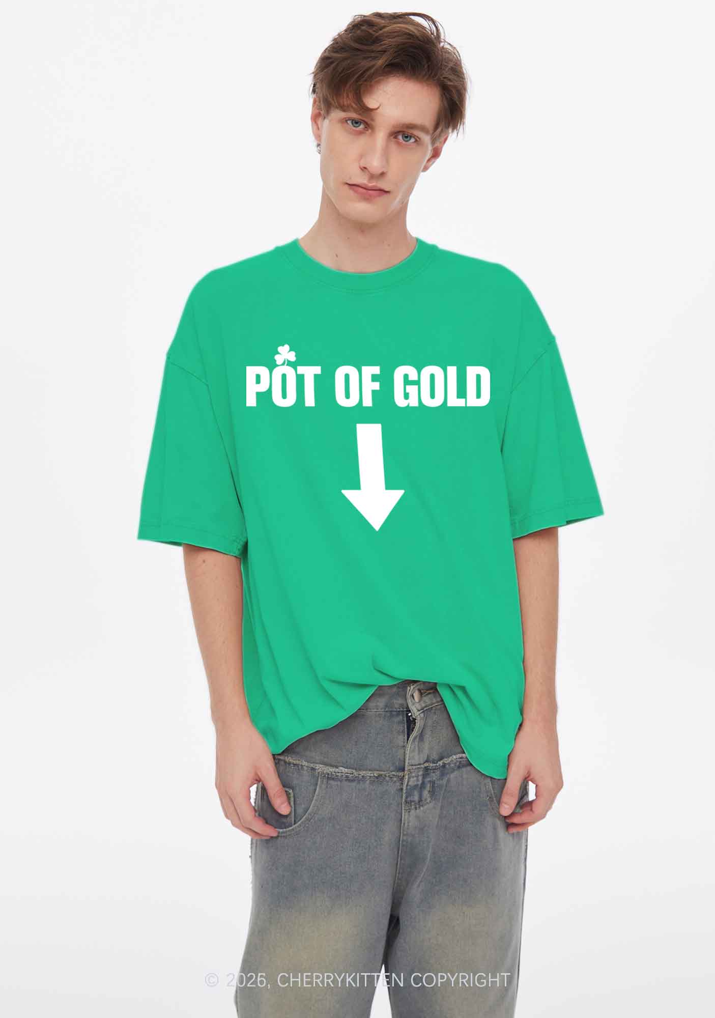Pot Of Gold St Patricks Y2K Shirts Washed Tee Cherrykitten - Image 2