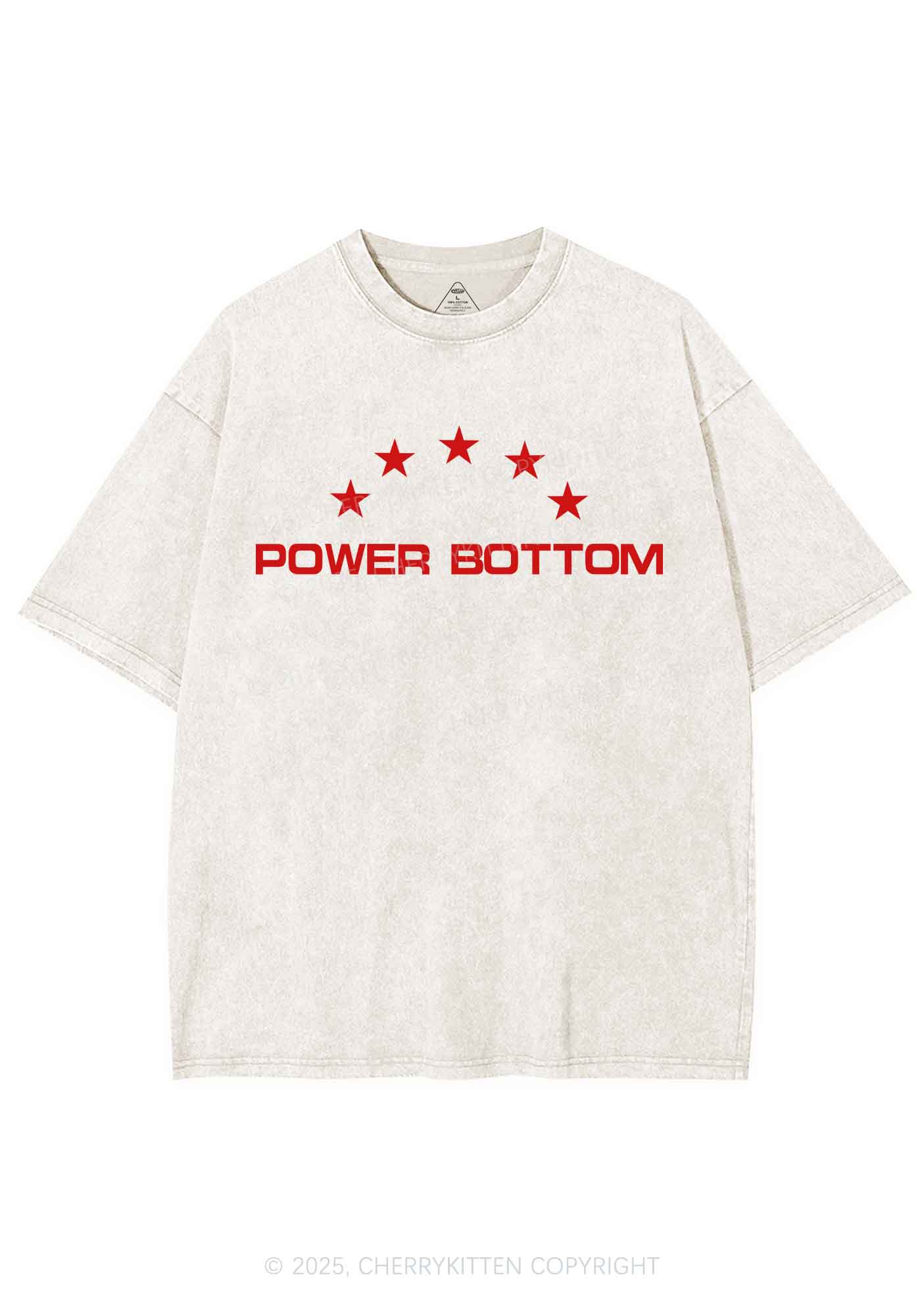 Power Bottom Pride Y2K Shirts Washed Tee Cherrykitten - Image 4