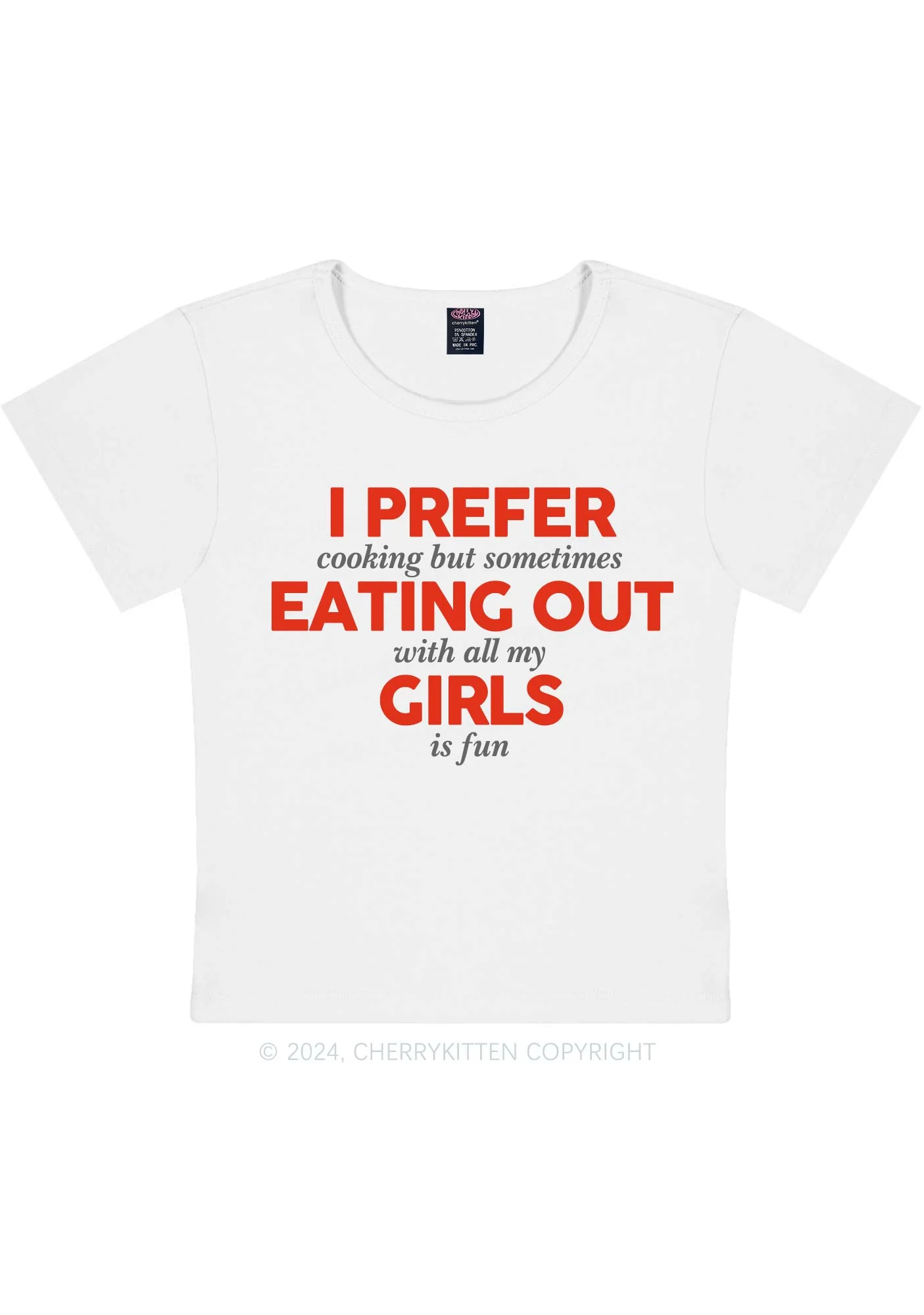 Prefer Eating Out Girls Y2K Baby Tee Cherrykitten - Image 3