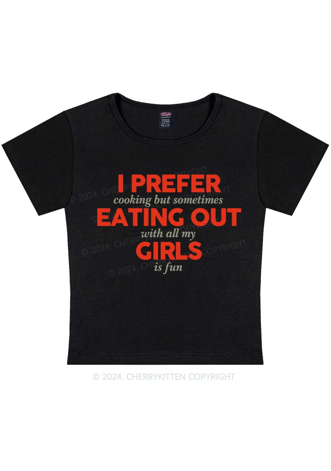 Prefer Eating Out Girls Y2K Baby Tee Cherrykitten - Image 4