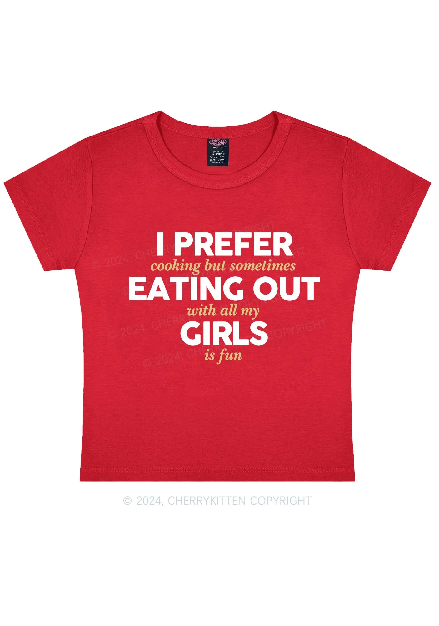 Prefer Eating Out Girls Y2K Baby Tee Cherrykitten - Image 5