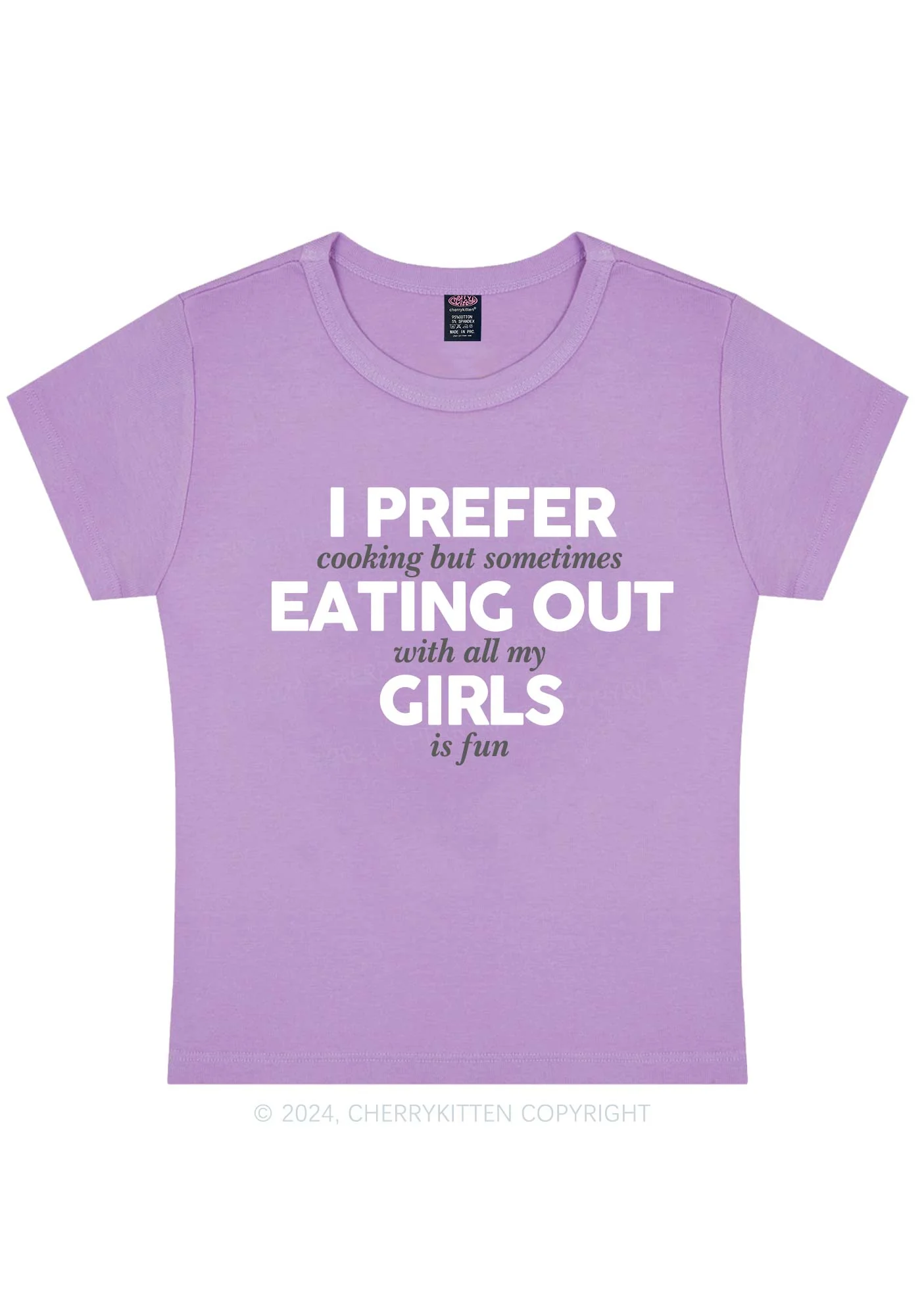 Prefer Eating Out Girls Y2K Baby Tee Cherrykitten - Image 7