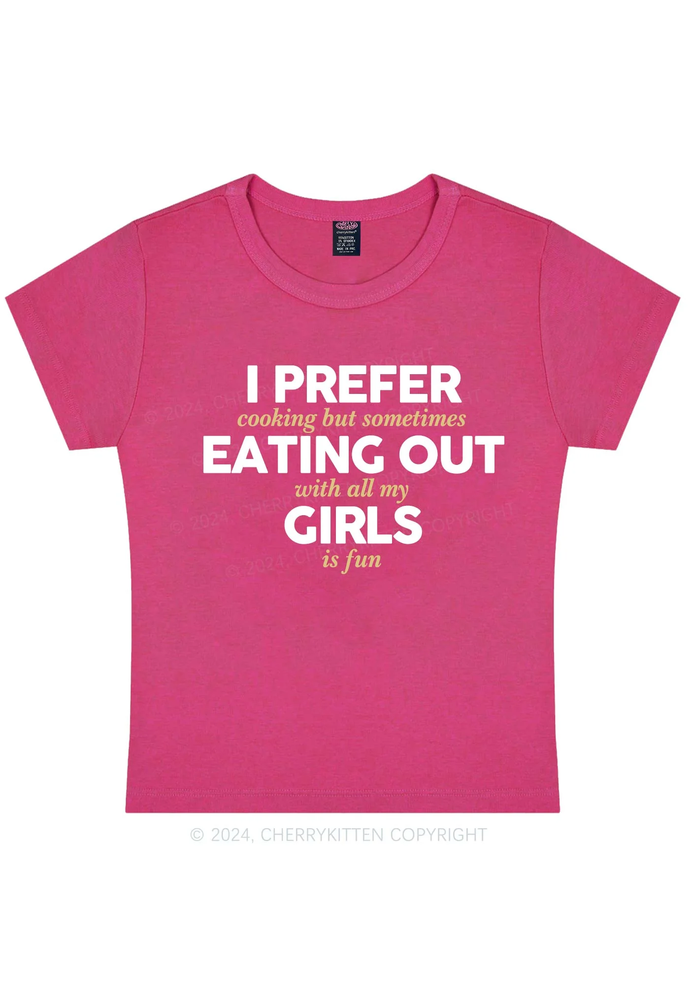 Prefer Eating Out Girls Y2K Baby Tee Cherrykitten - Image 8