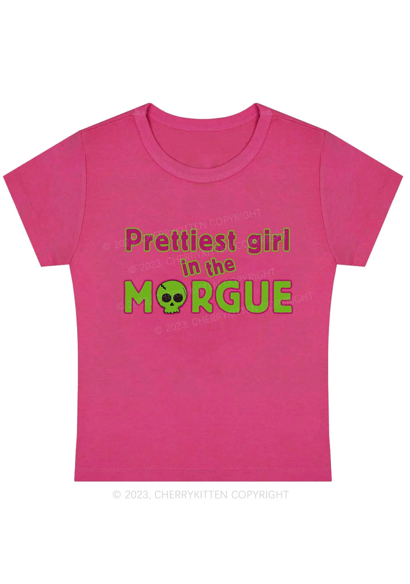 Prettiest Girl In The Morgue Y2K Baby Tee Cherrykitten - Image 5