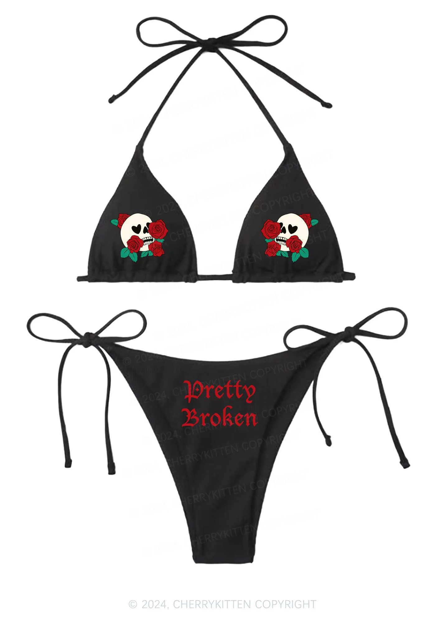 Pretty Broken Y2K Halter Triangle Bikini Set Cherrykitten - Image 3