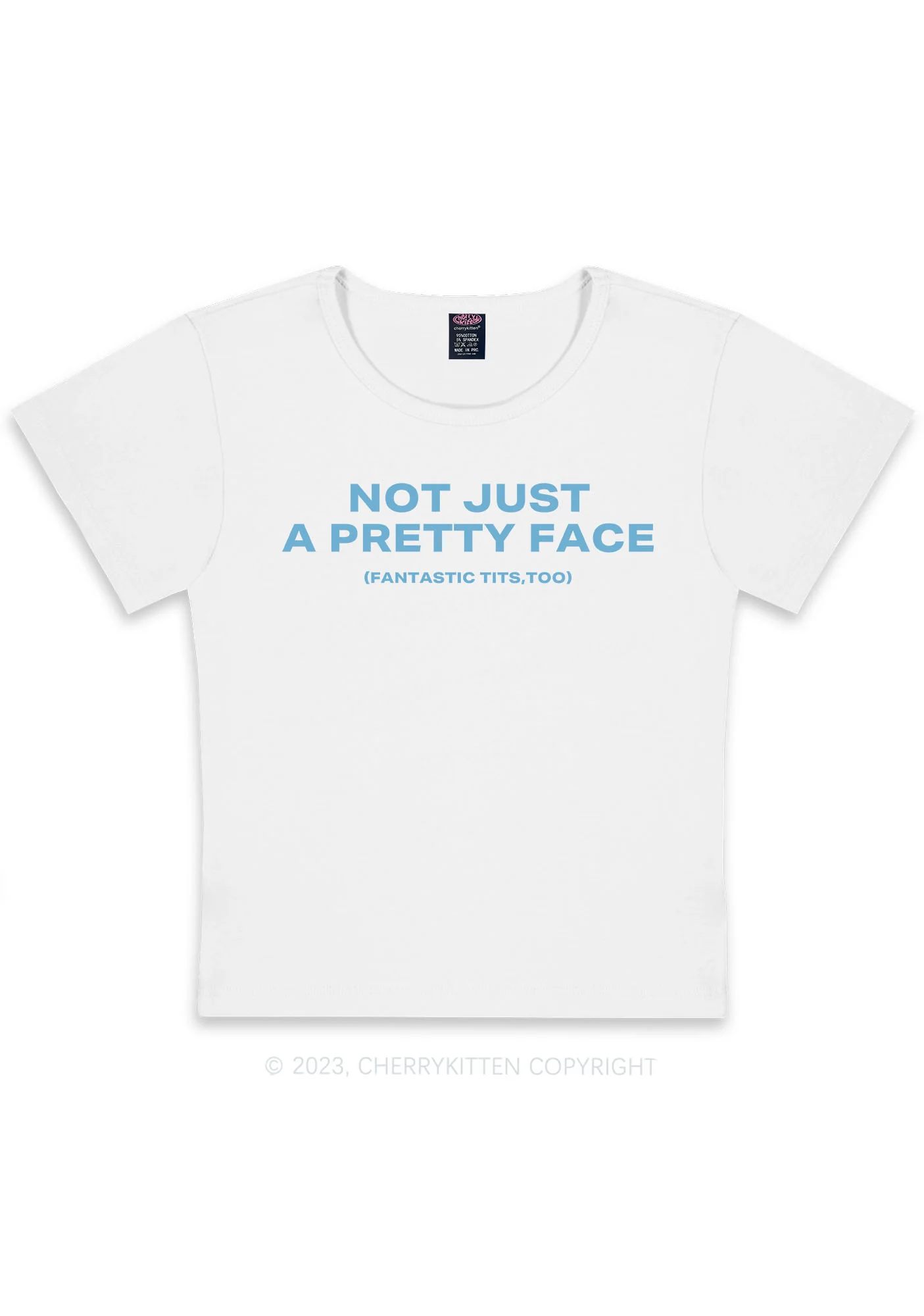 Pretty Face Fantastic Txts Y2K Baby Tee Cherrykitten - Image 3