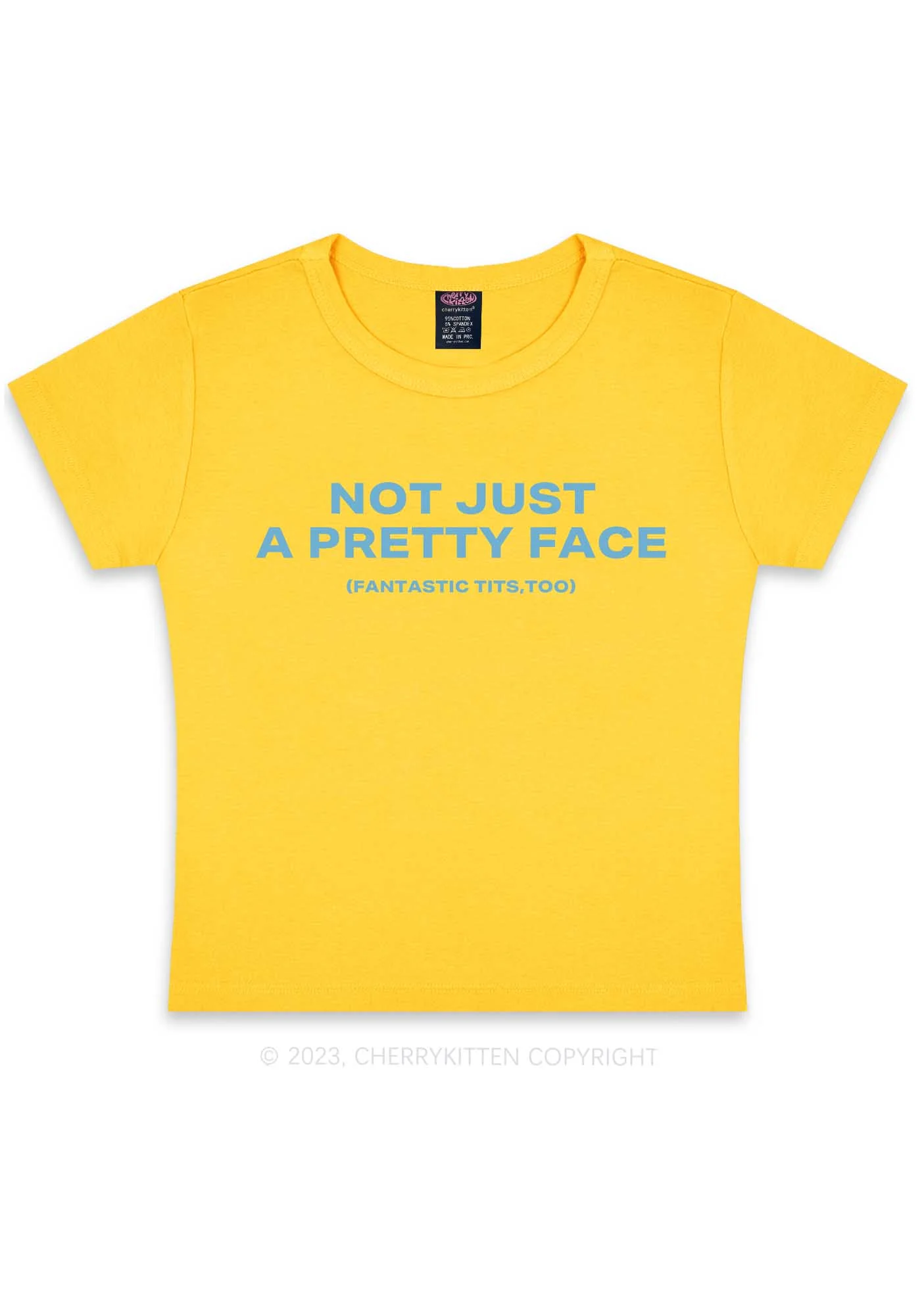 Pretty Face Fantastic Txts Y2K Baby Tee Cherrykitten - Image 4