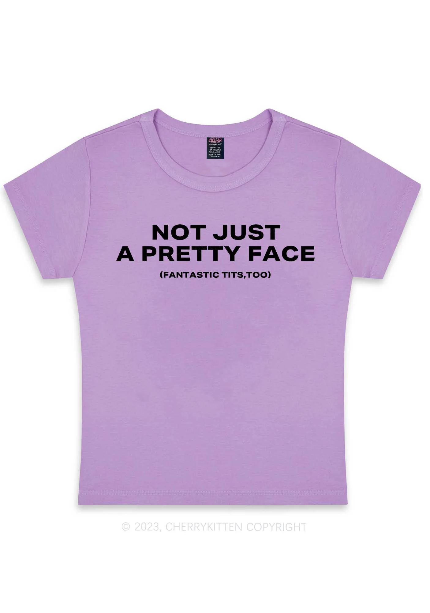 Pretty Face Fantastic Txts Y2K Baby Tee Cherrykitten - Image 5