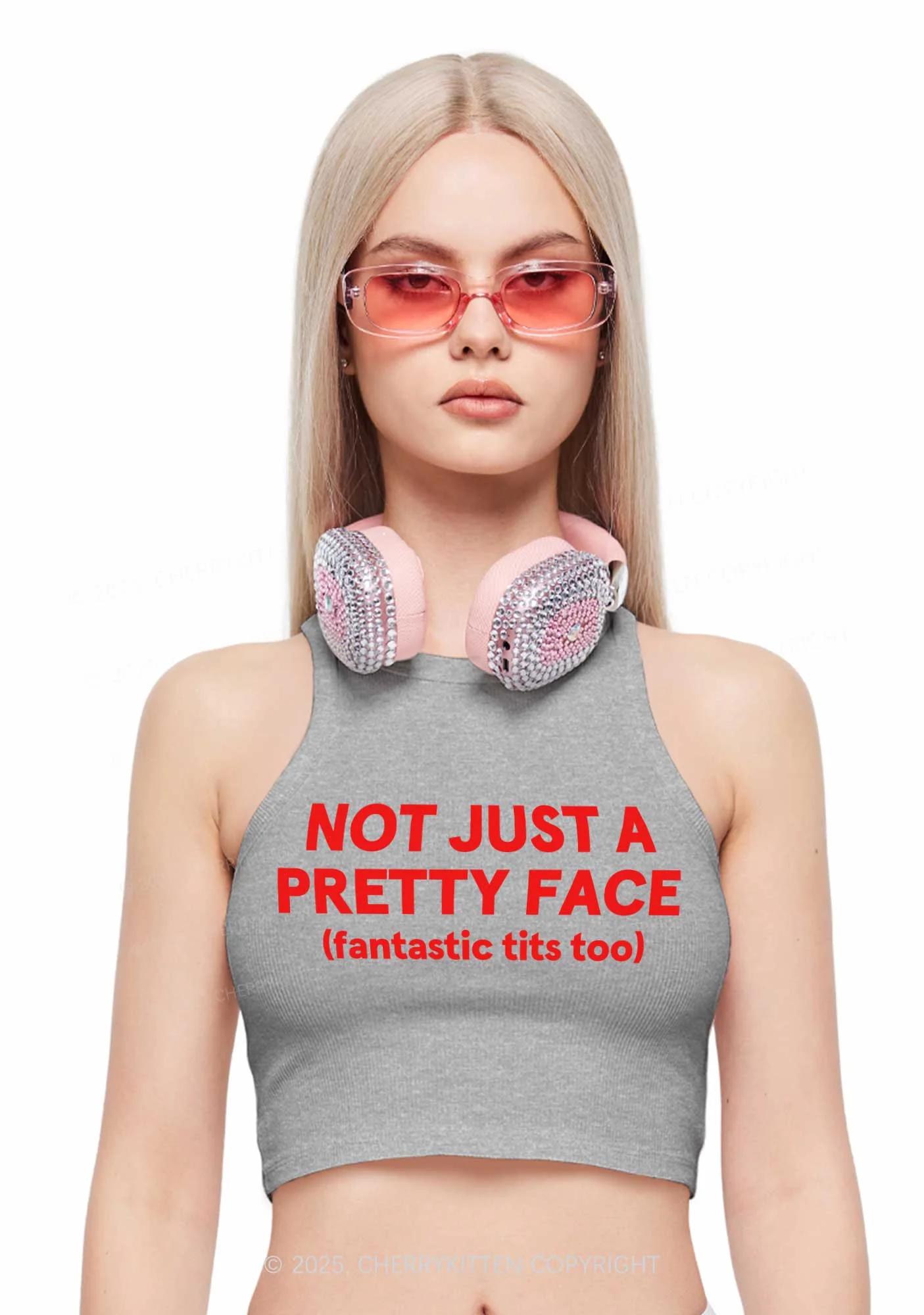 Pretty Face Fantastic Txts Y2K Crop Tank Top Cherrykitten - Image 2