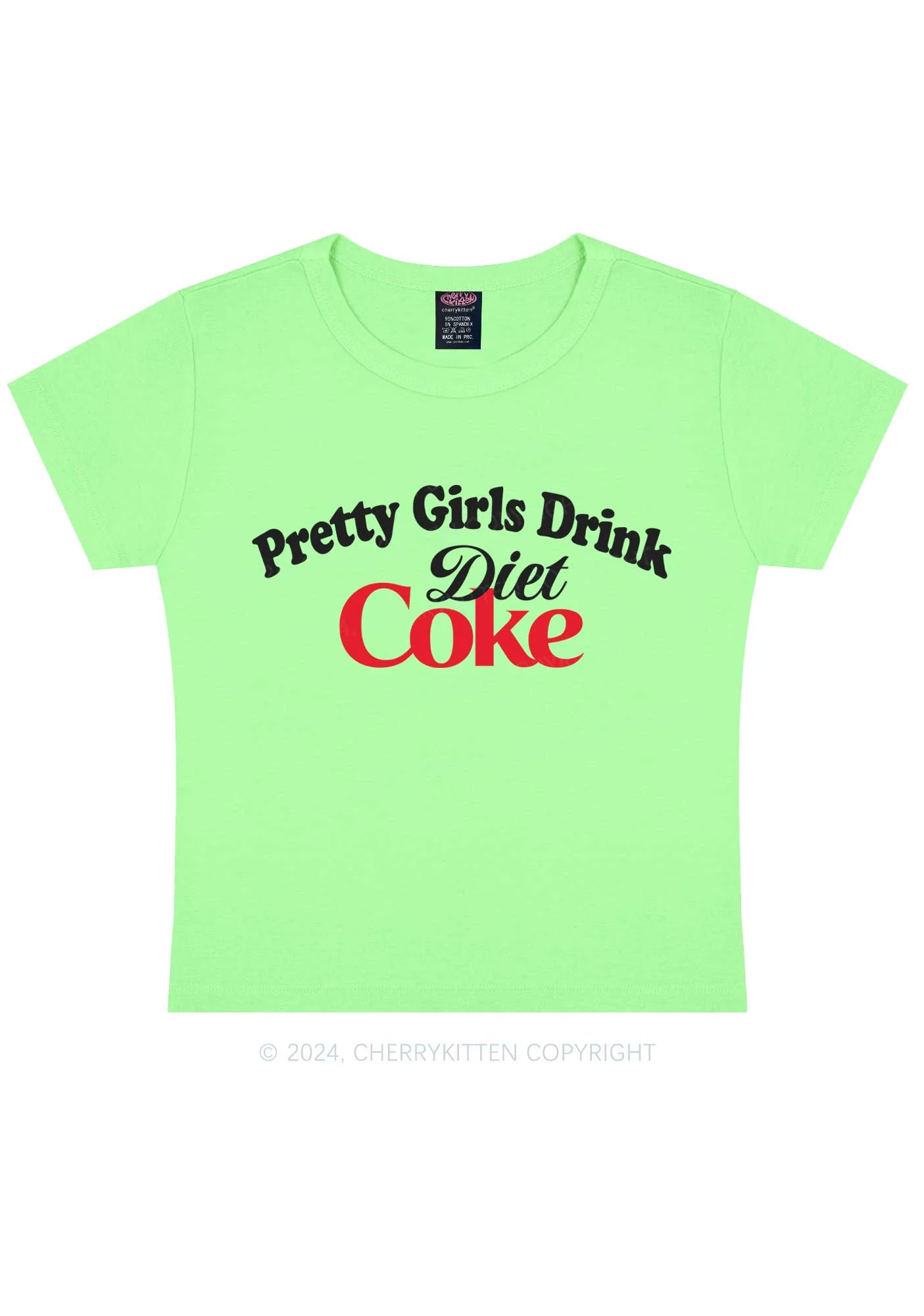 Pretty Girls Drink Diet Coke Y2K Baby Tee Cherrykitten - Image 12