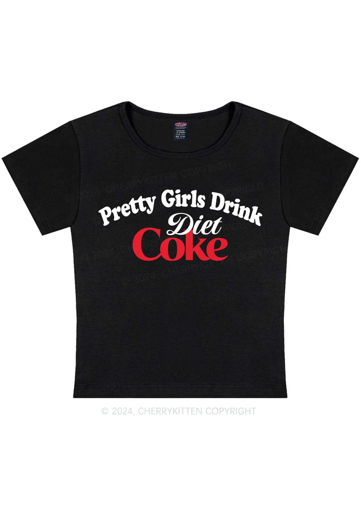 Pretty Girls Drink Diet Coke Y2K Baby Tee Cherrykitten - Image 4