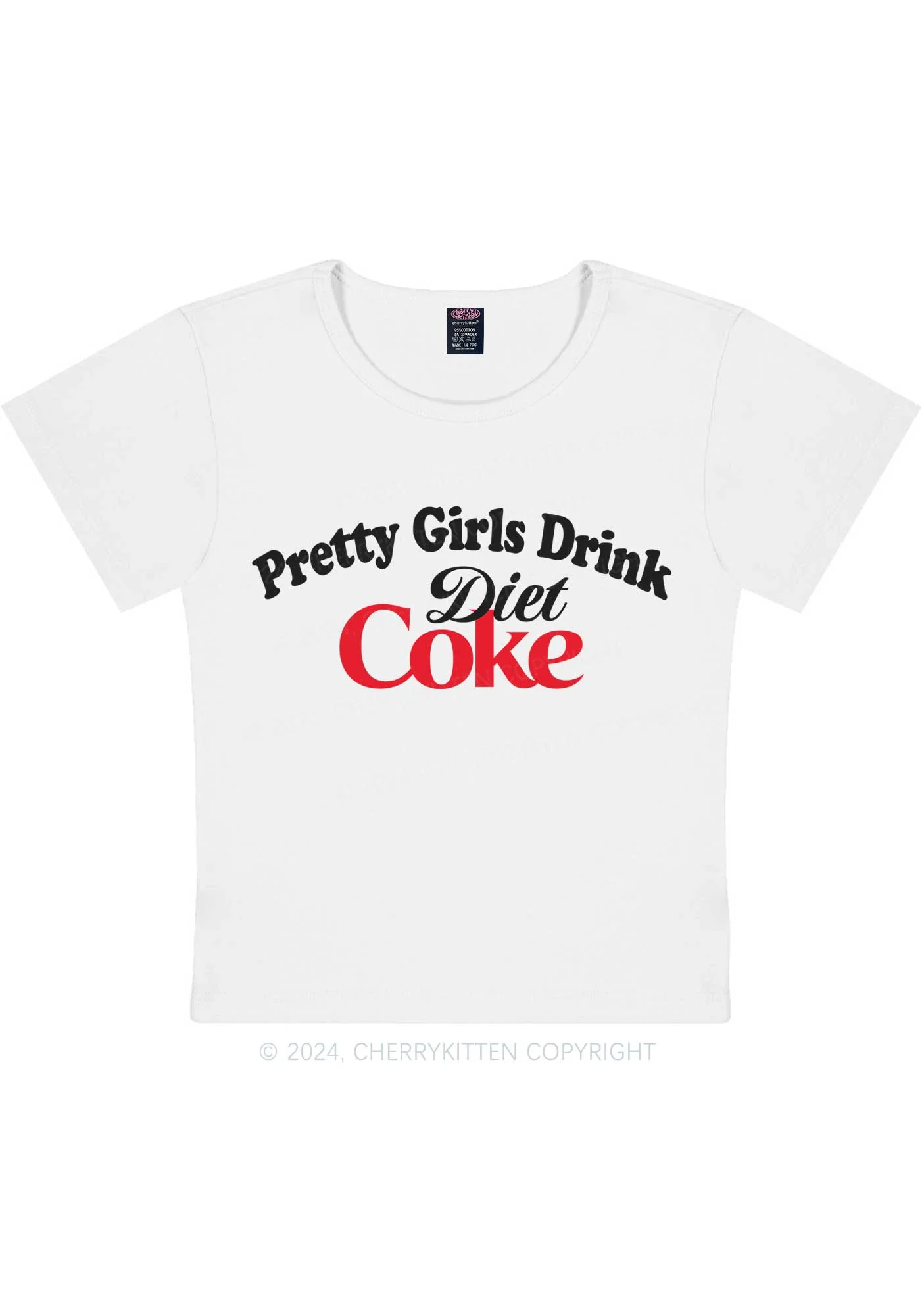 Pretty Girls Drink Diet Coke Y2K Baby Tee Cherrykitten - Image 5