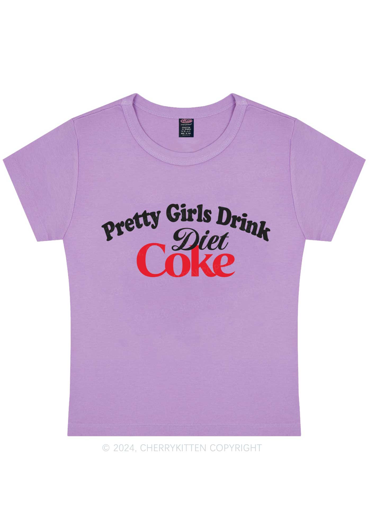 Pretty Girls Drink Diet Coke Y2K Baby Tee Cherrykitten - Image 6