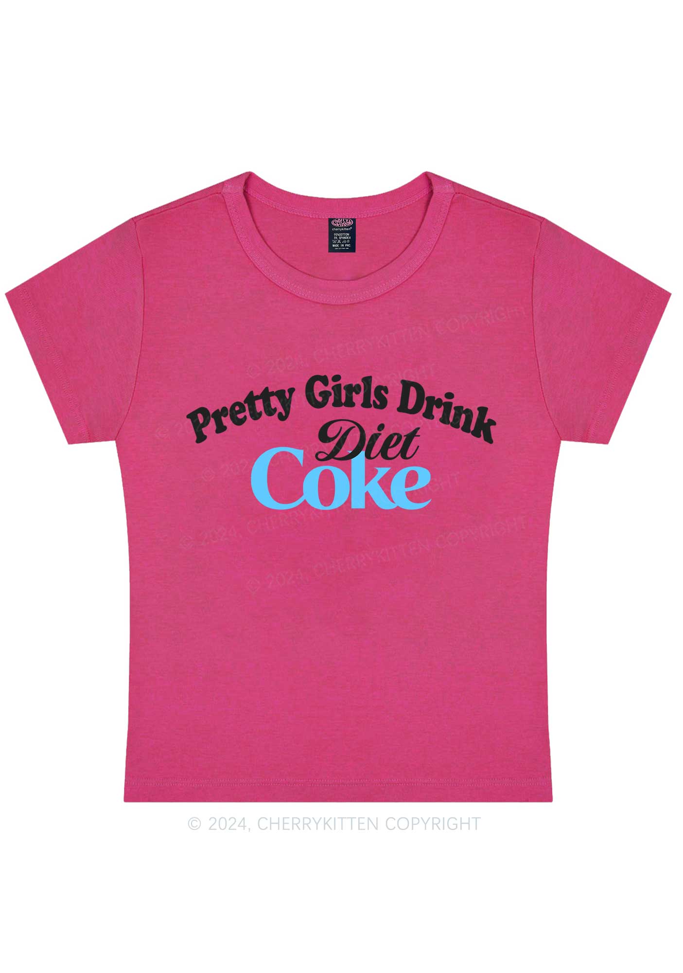 Pretty Girls Drink Diet Coke Y2K Baby Tee Cherrykitten - Image 7