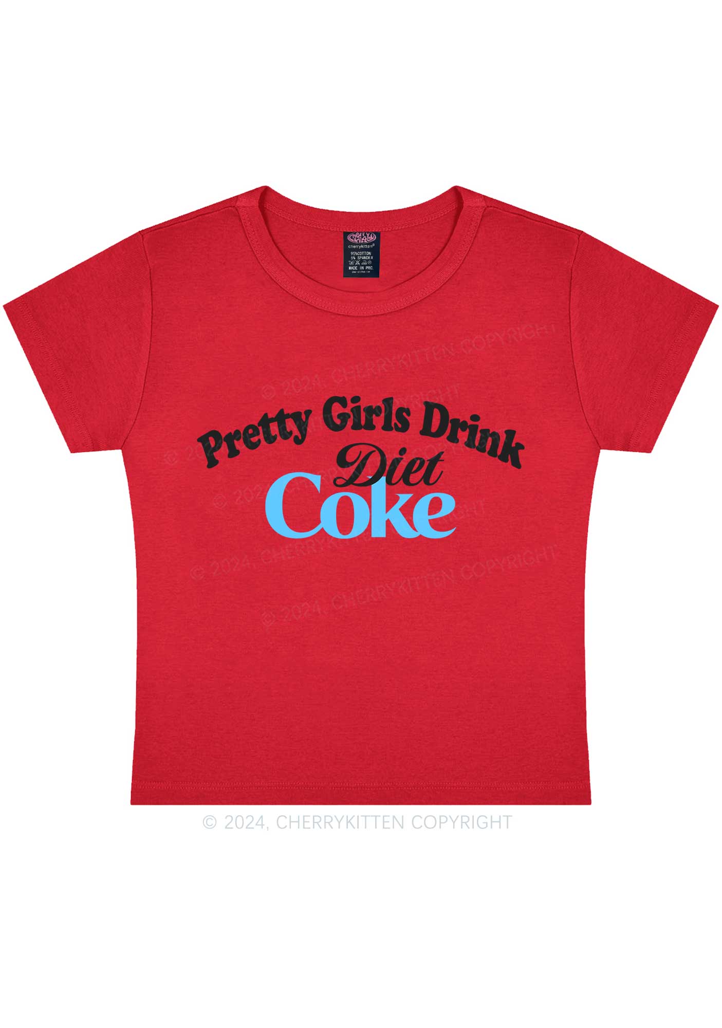 Pretty Girls Drink Diet Coke Y2K Baby Tee Cherrykitten - Image 8