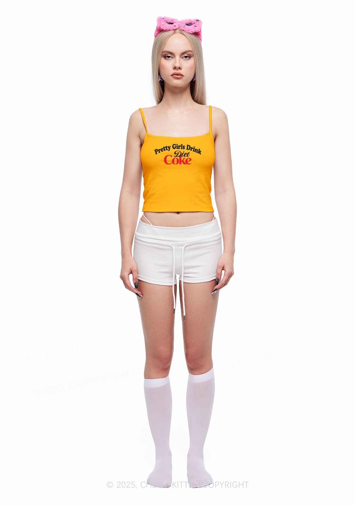 Pretty Girls Drink Diet Coke Y2K Spaghetti Strap Cami Cherrykitten - Image 2