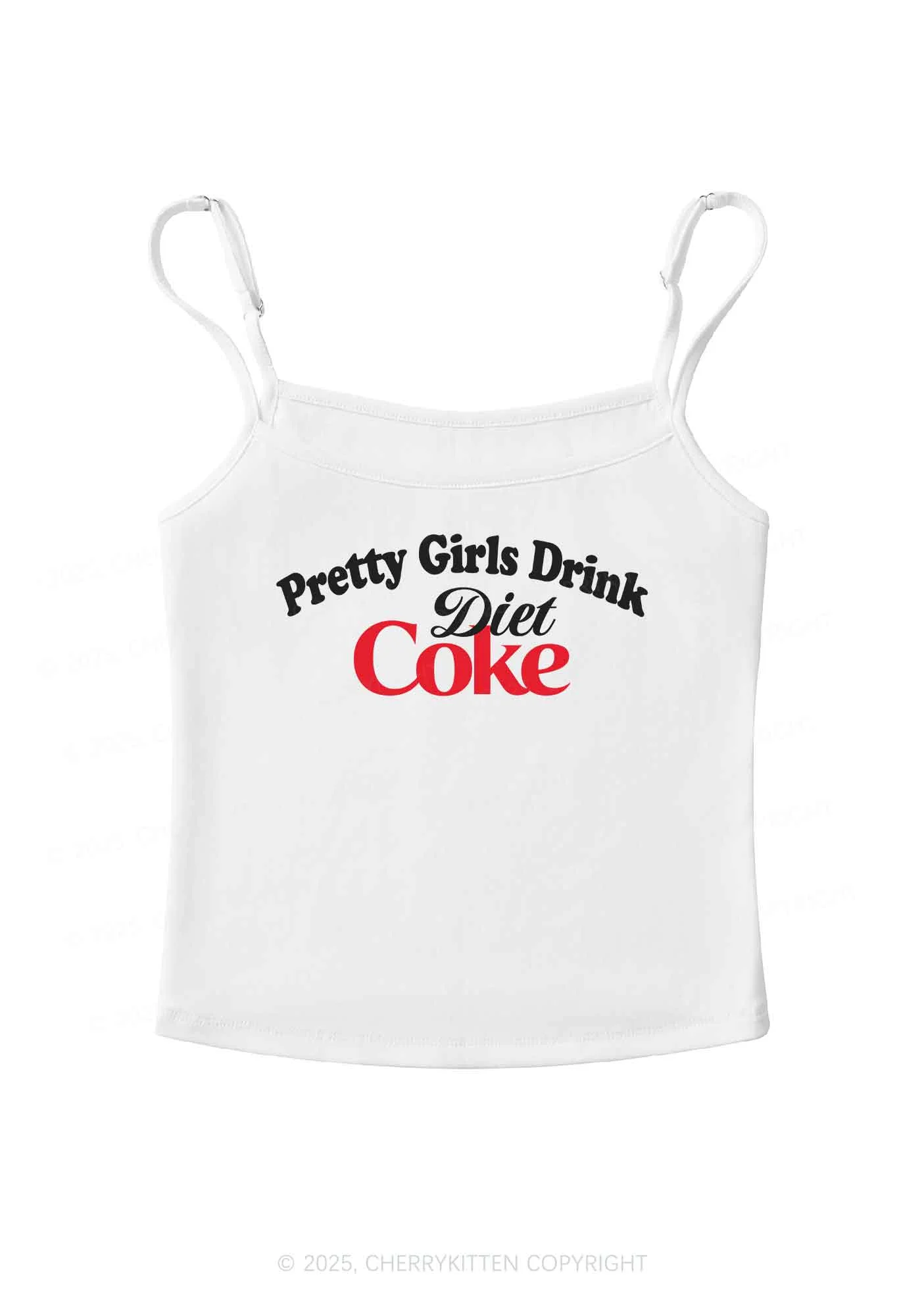 Pretty Girls Drink Diet Coke Y2K Spaghetti Strap Cami Cherrykitten - Image 3