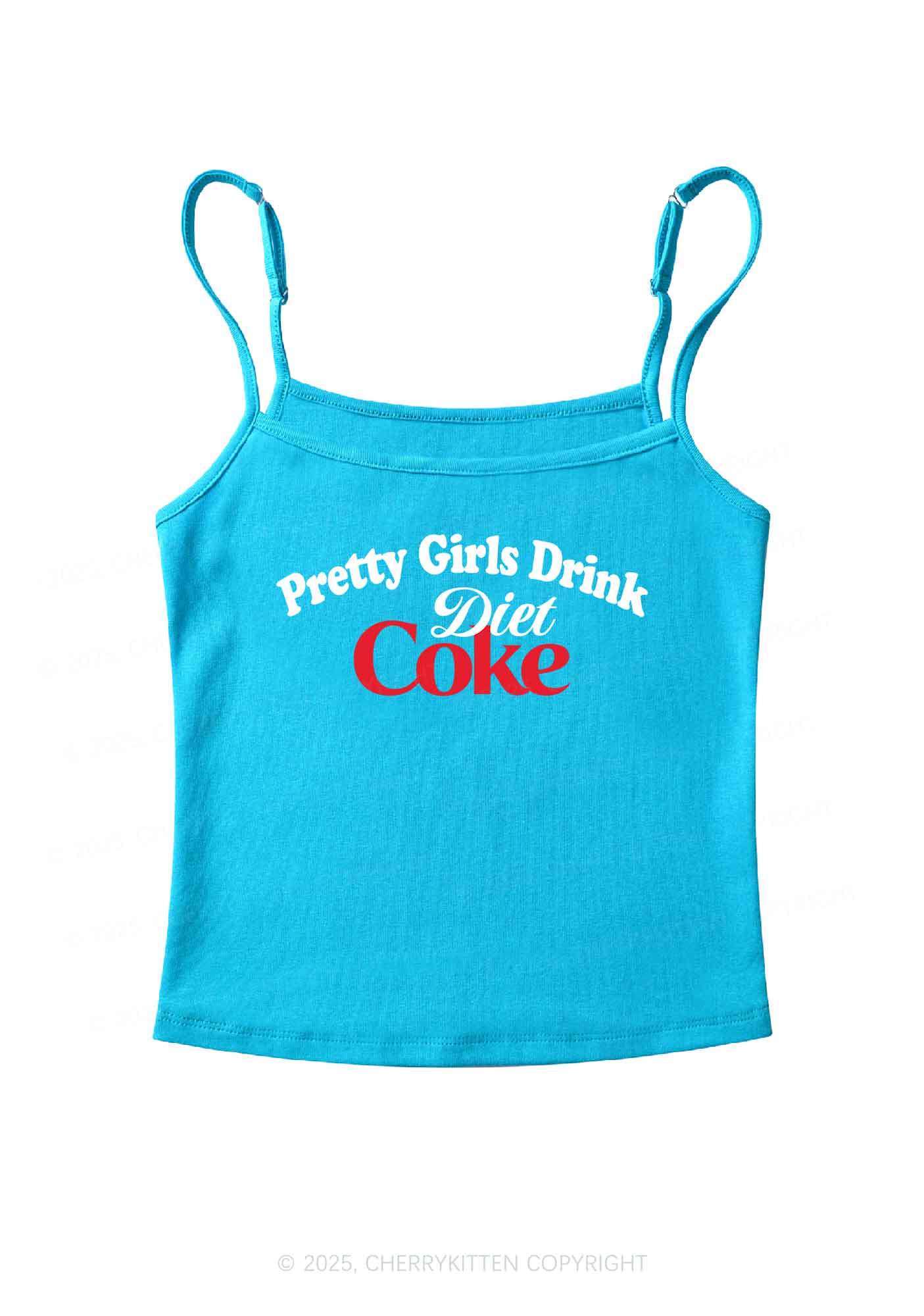 Pretty Girls Drink Diet Coke Y2K Spaghetti Strap Cami Cherrykitten - Image 4